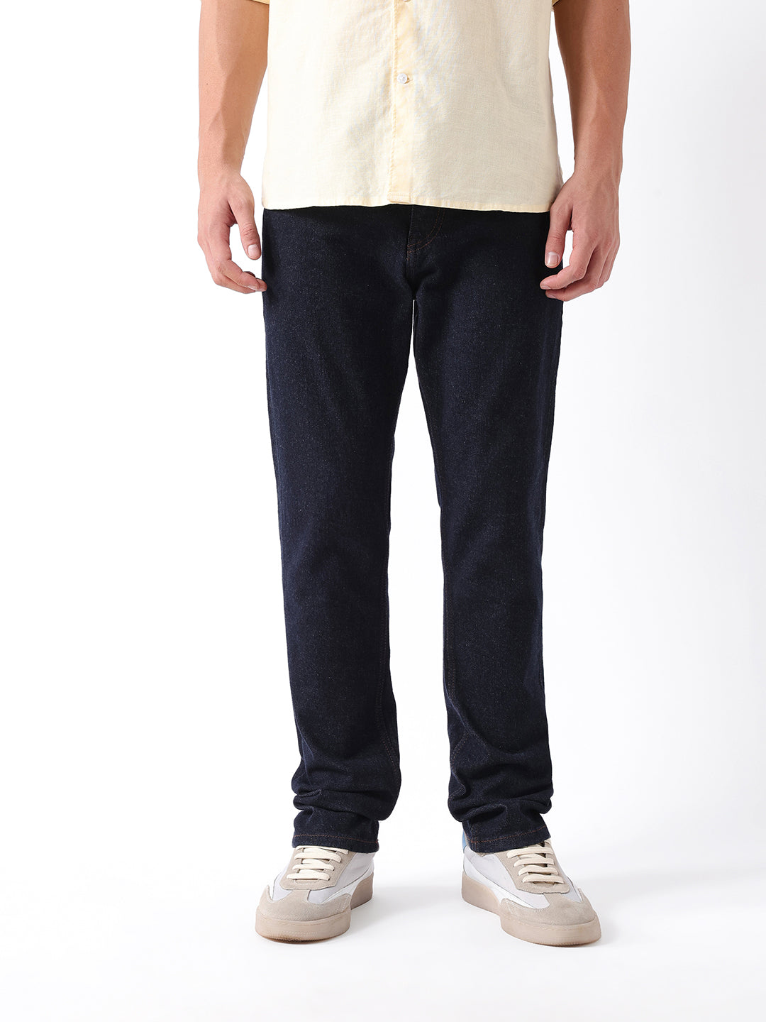 Men Blue Solid Mid Rise Jeans