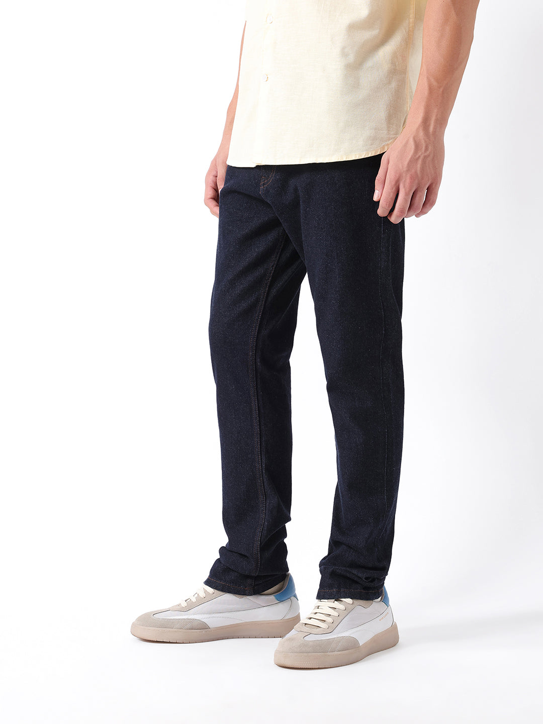 Men Blue Solid Mid Rise Jeans