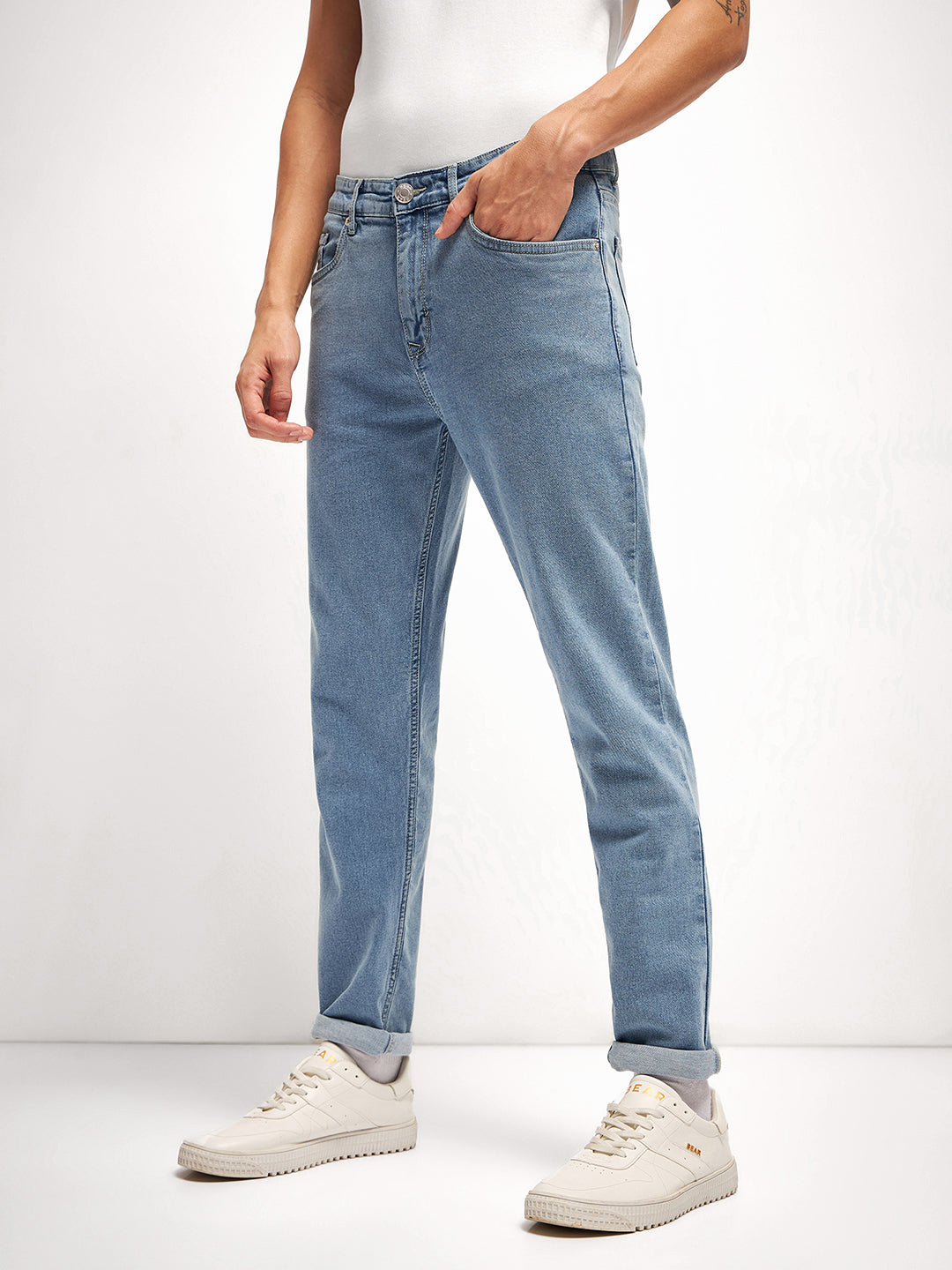 Men Light Blue Mid Rise Slim Fit Jean