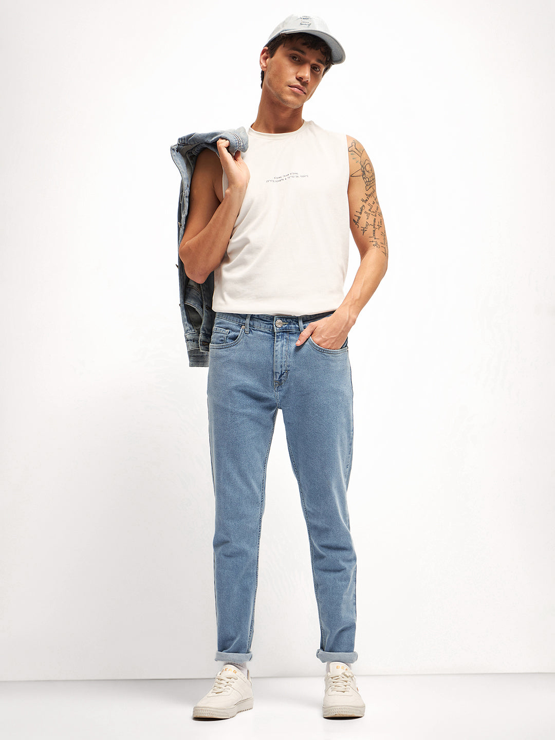 Men Light Blue Mid Rise Slim Fit Jean