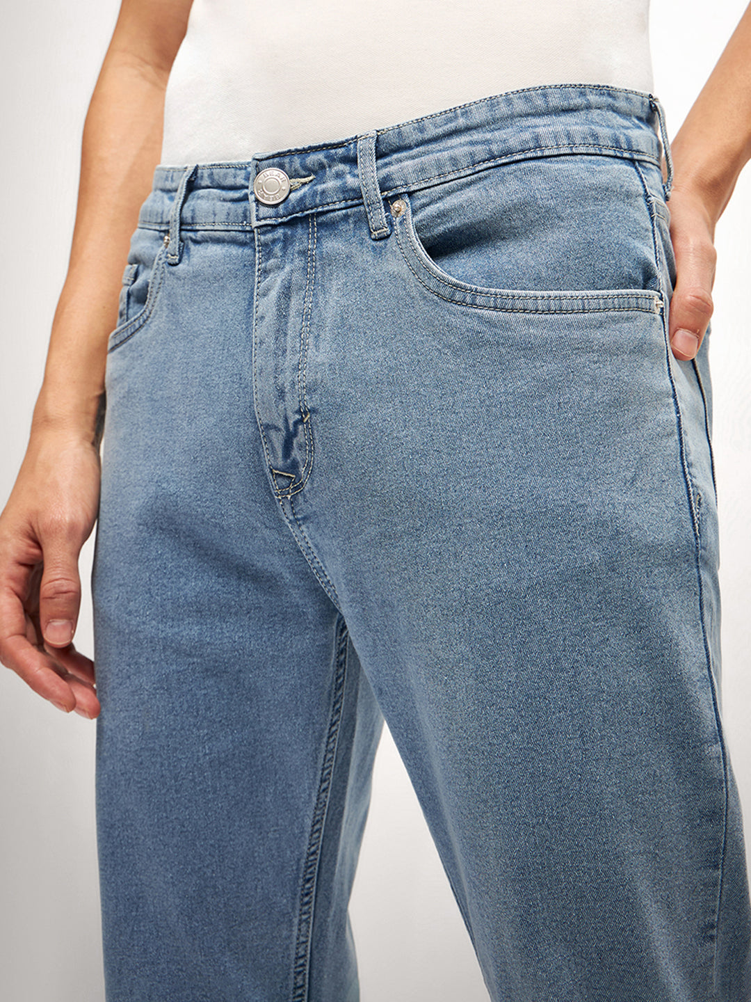 Men Light Blue Mid Rise Slim Fit Jean