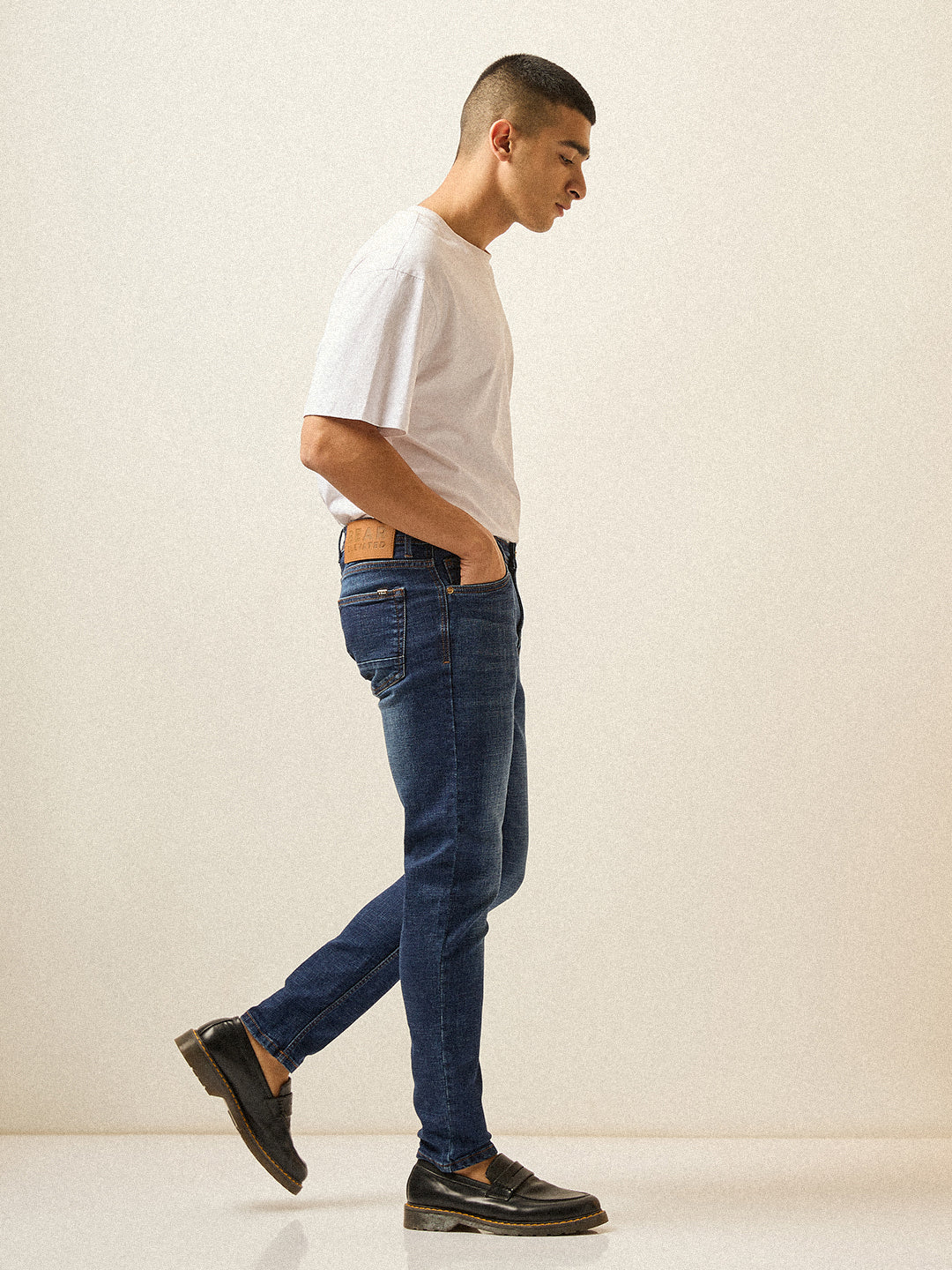 Men Dark BlueMid Fade Mid-Rise Skinny Fit Jeans