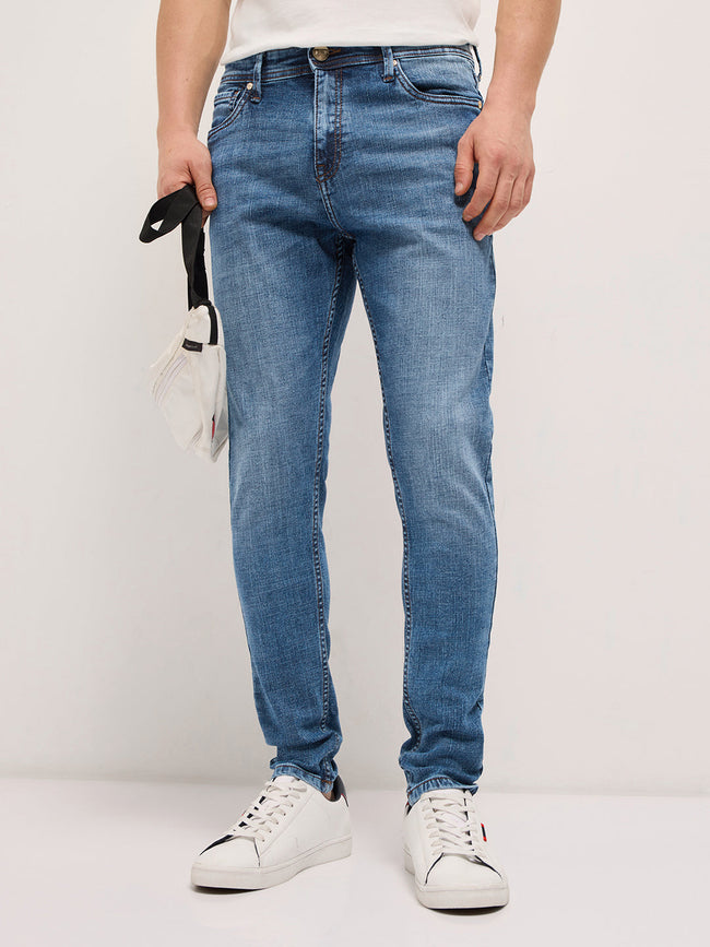 Men Mid BlueMid Fade Mid-Rise Skinny Fit Jeans