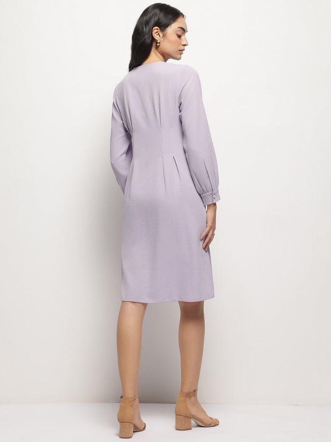 Women Vintage A-line Buttons O-Neck Dress