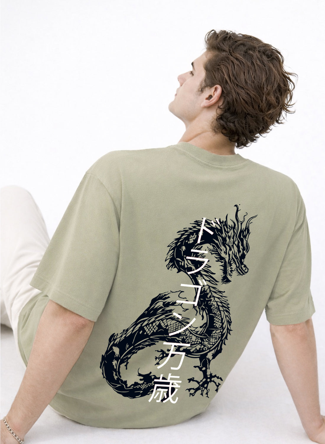 Men Oversize Fit Back Printed T-Shirt