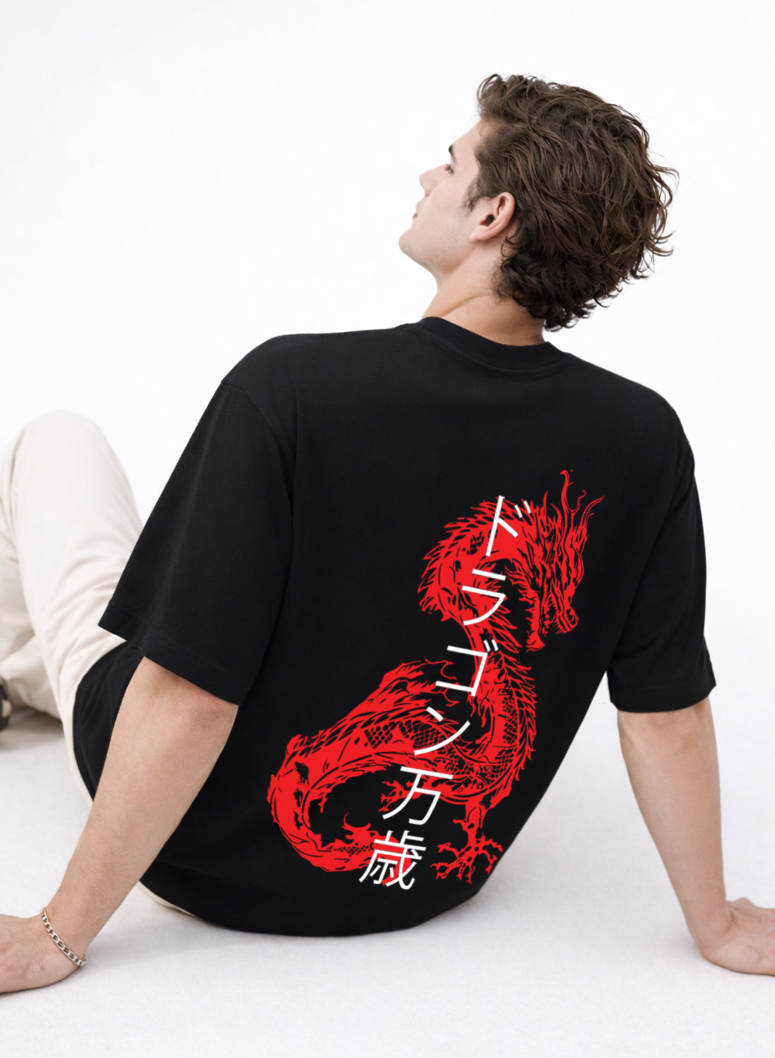 Men Oversize Fit Back Printed T-Shirt