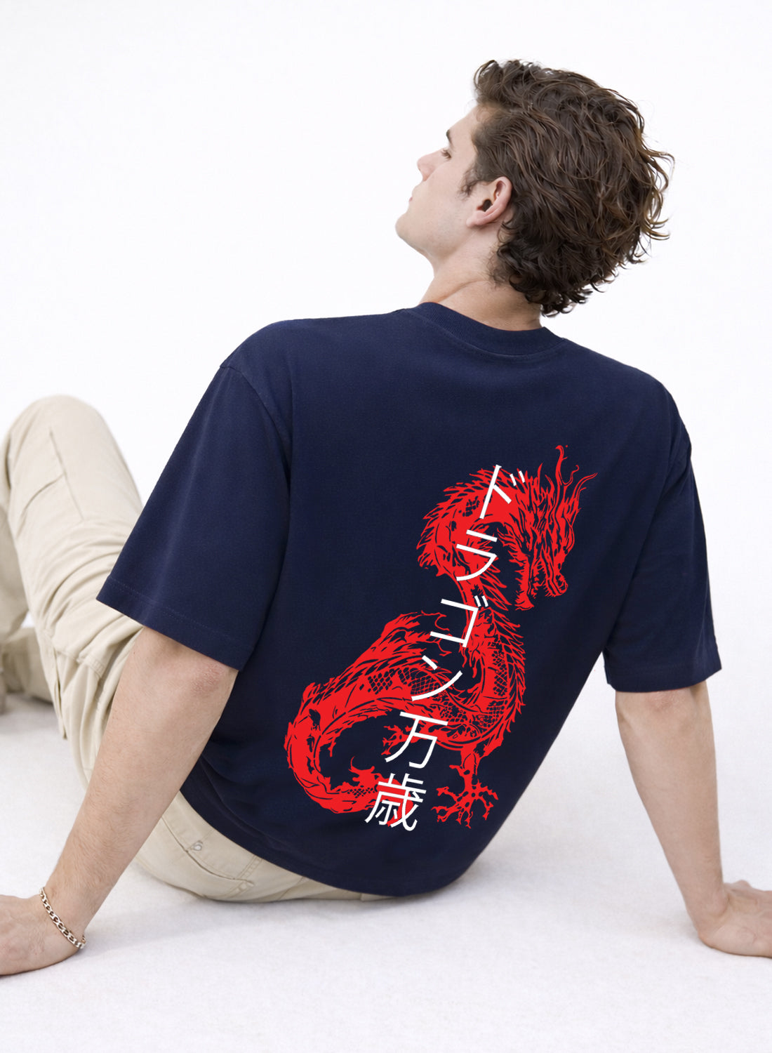 Men Oversize Fit Back Printed T-Shirt