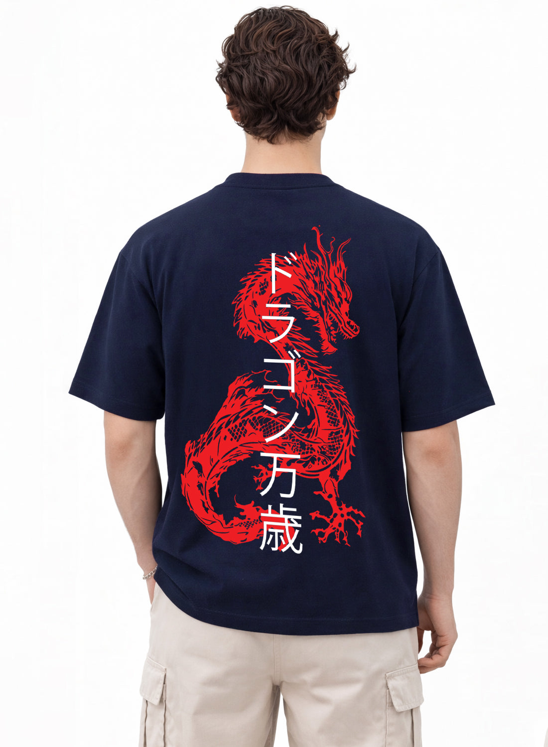 Men Oversize Fit Back Printed T-Shirt