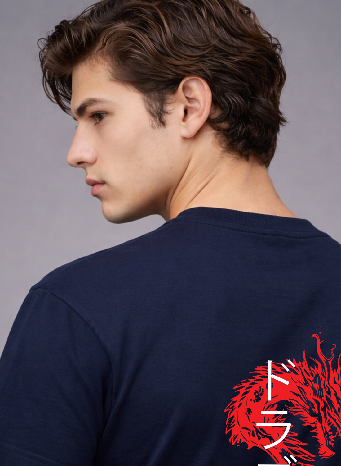 Men Oversize Fit Back Printed T-Shirt