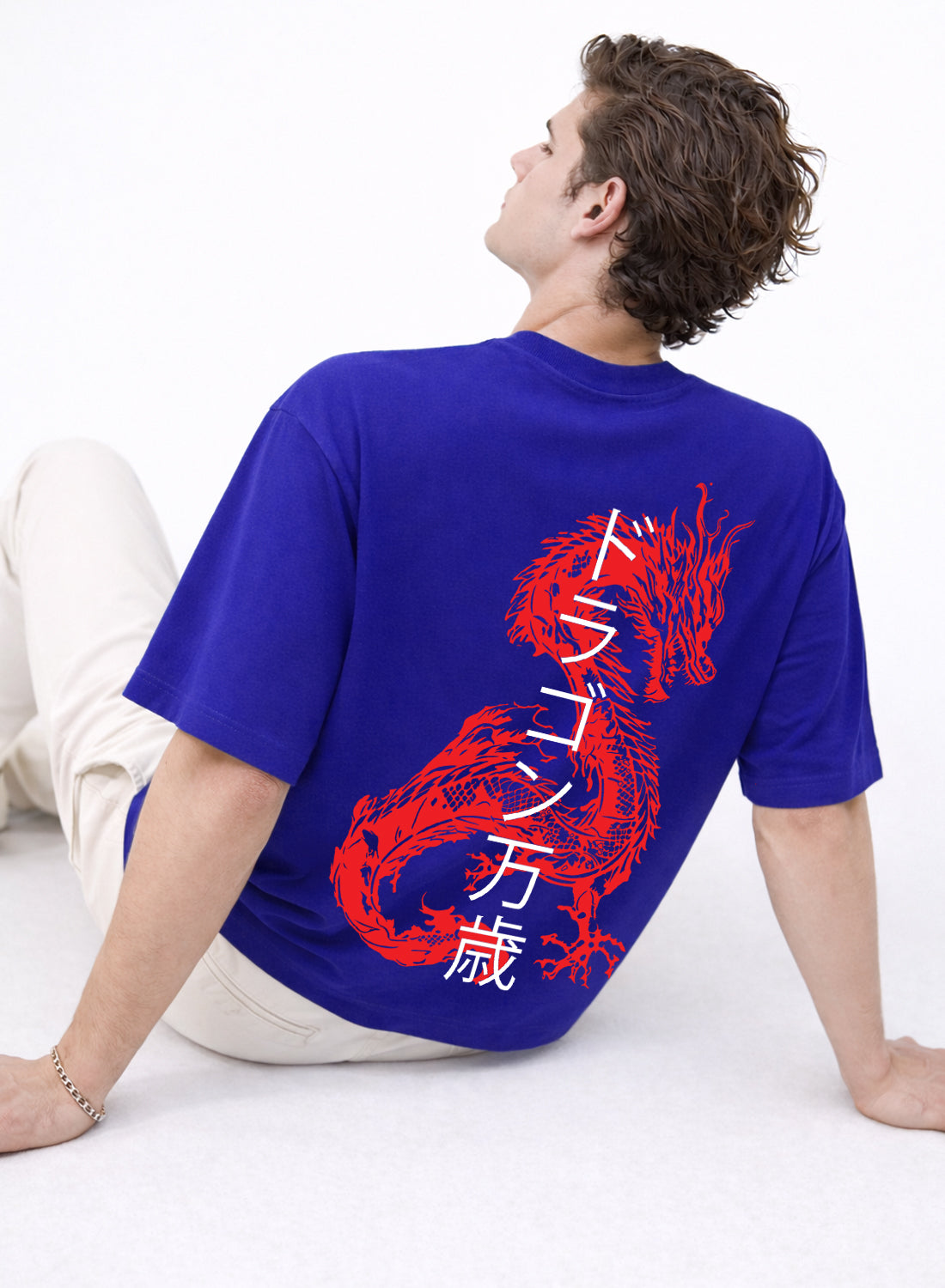 Men Oversize Fit Back Printed T-Shirt