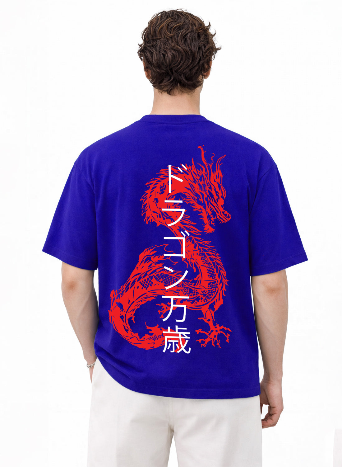 Men Oversize Fit Back Printed T-Shirt