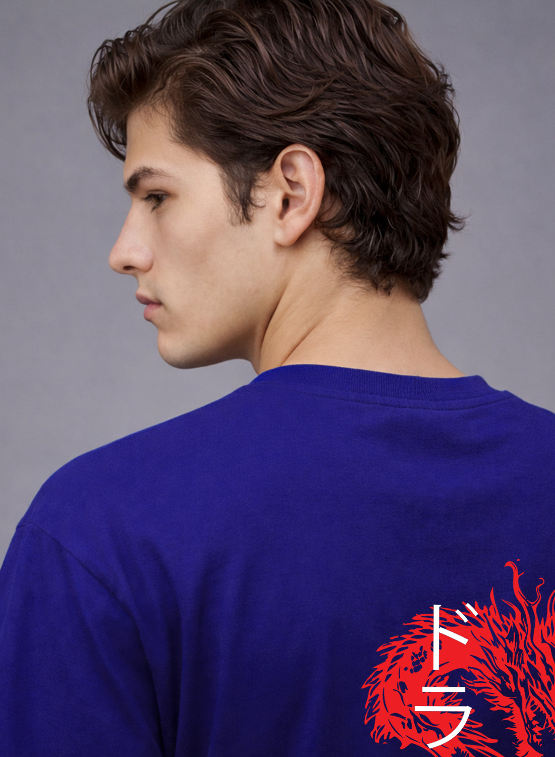 Men Oversize Fit Back Printed T-Shirt