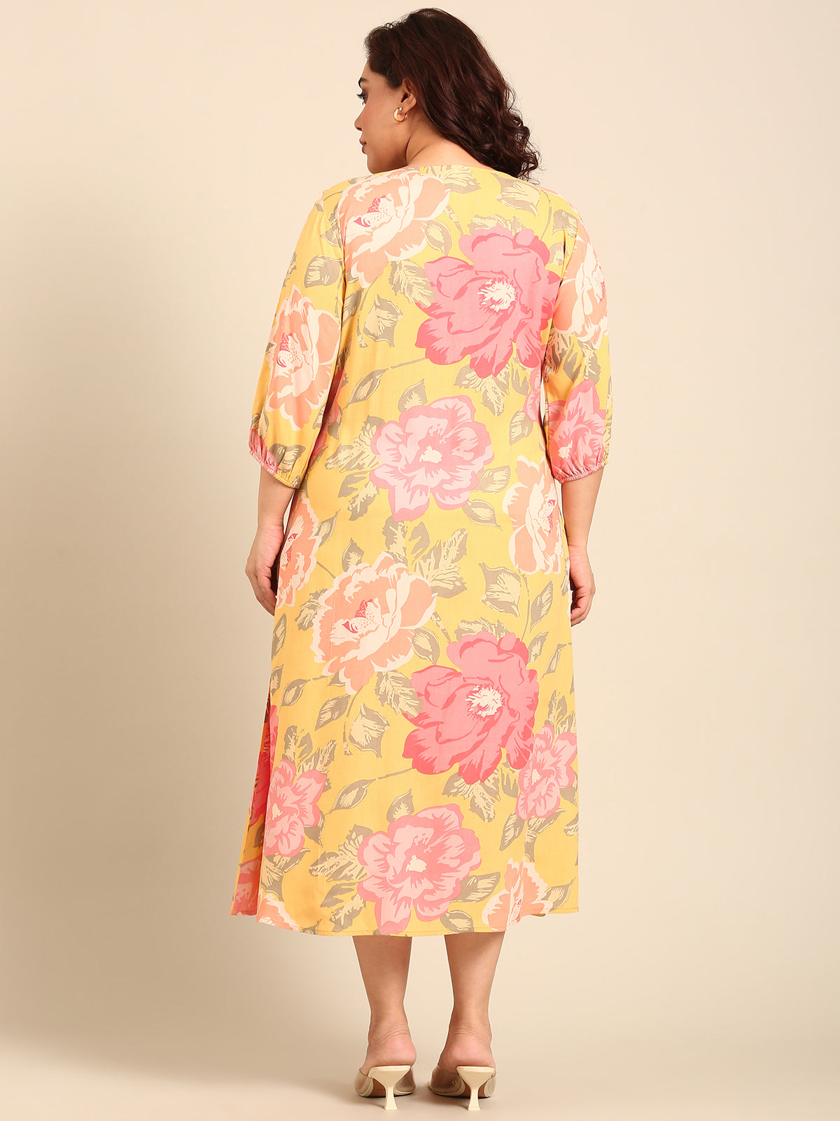 Women Plus Blomming Floral Placement Print Dress