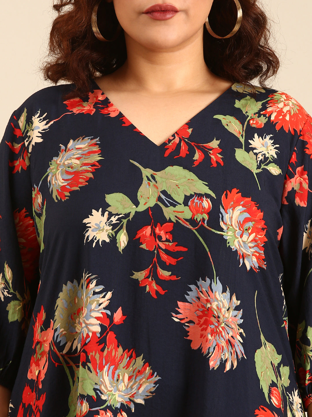 Women Navy Floral Printed Maxi Dress