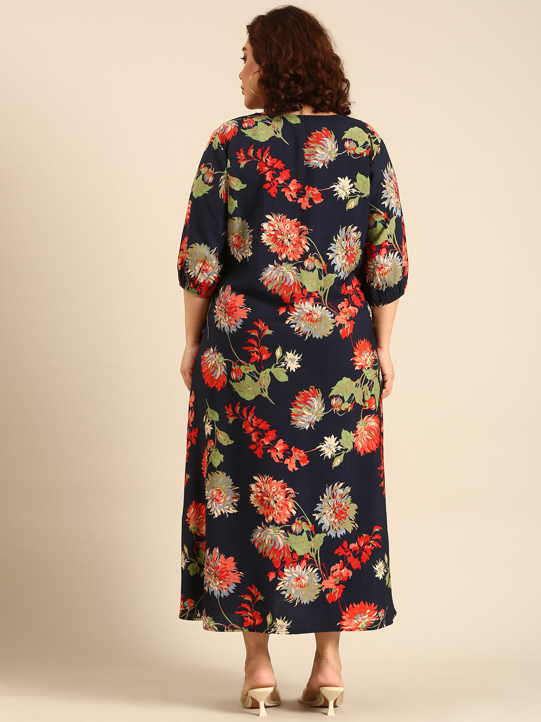 Women Navy Floral Printed Maxi Dress