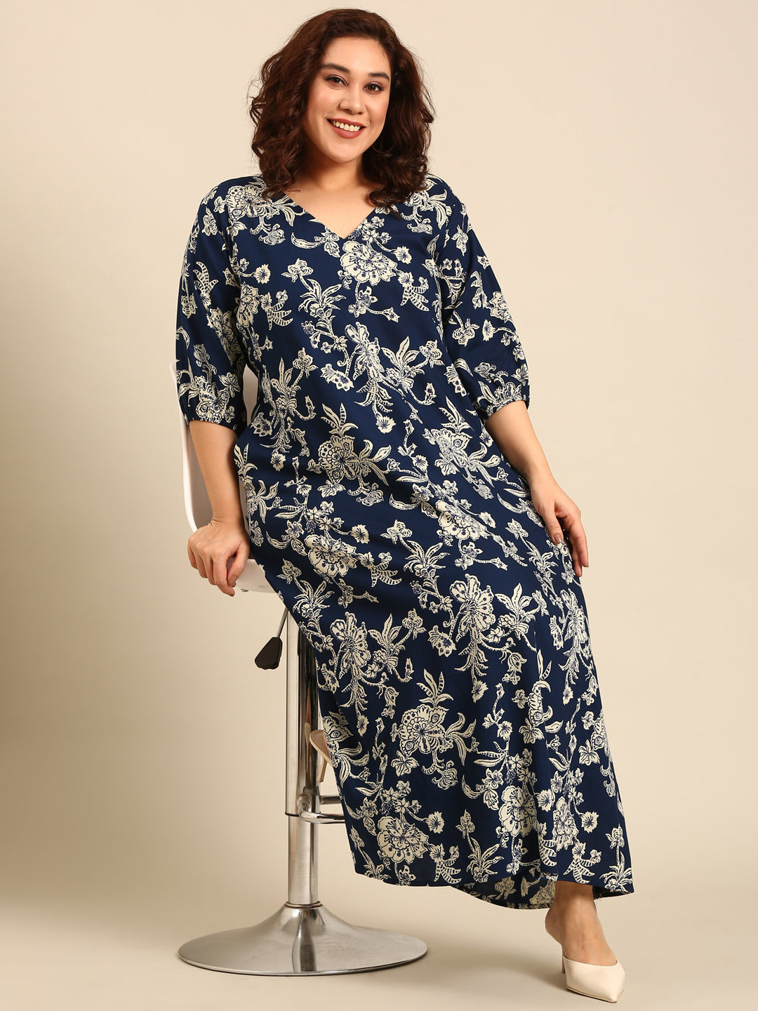 Women Printed Viscose Maxi Dress
