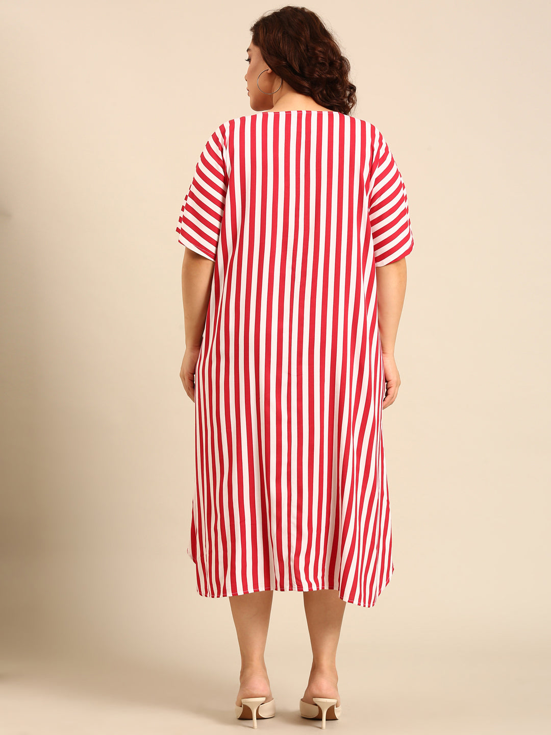 Women Red-White Striped Dress