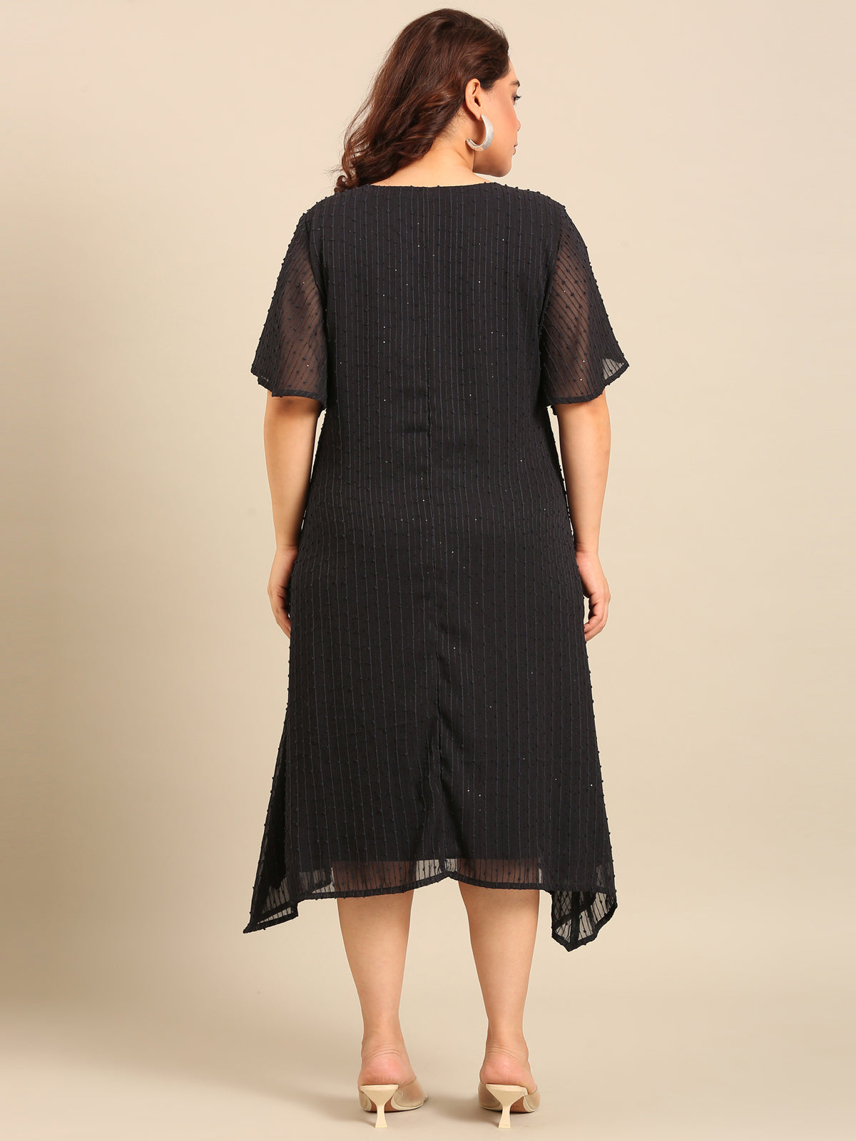 Women Navy Embroidered A-Line Dress