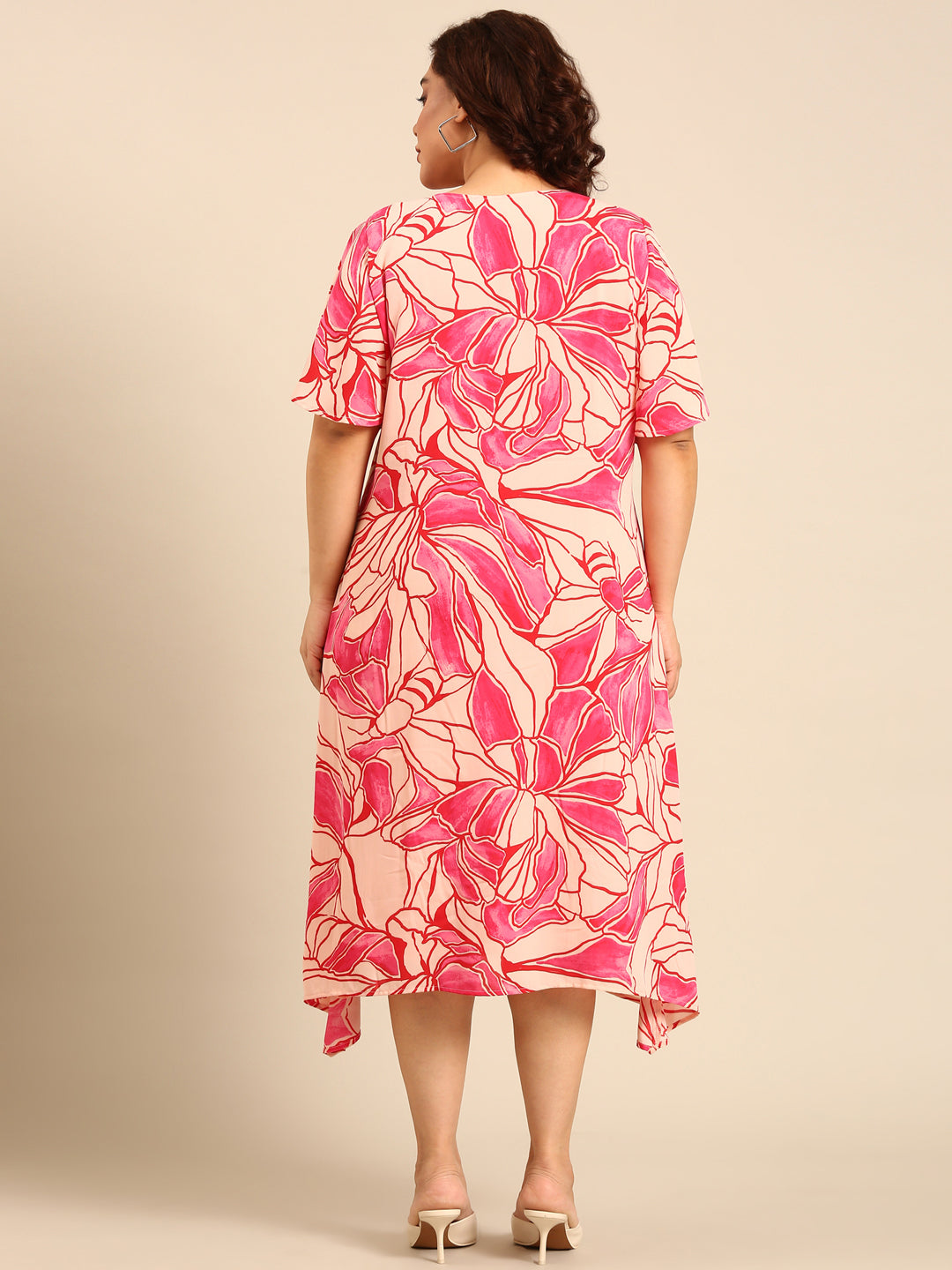 Women Pink Floral A-Line Dress