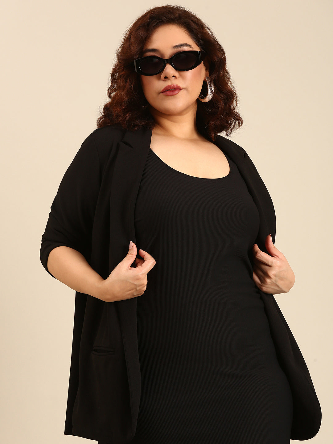 Women Black Ribbed Bodycon Dress