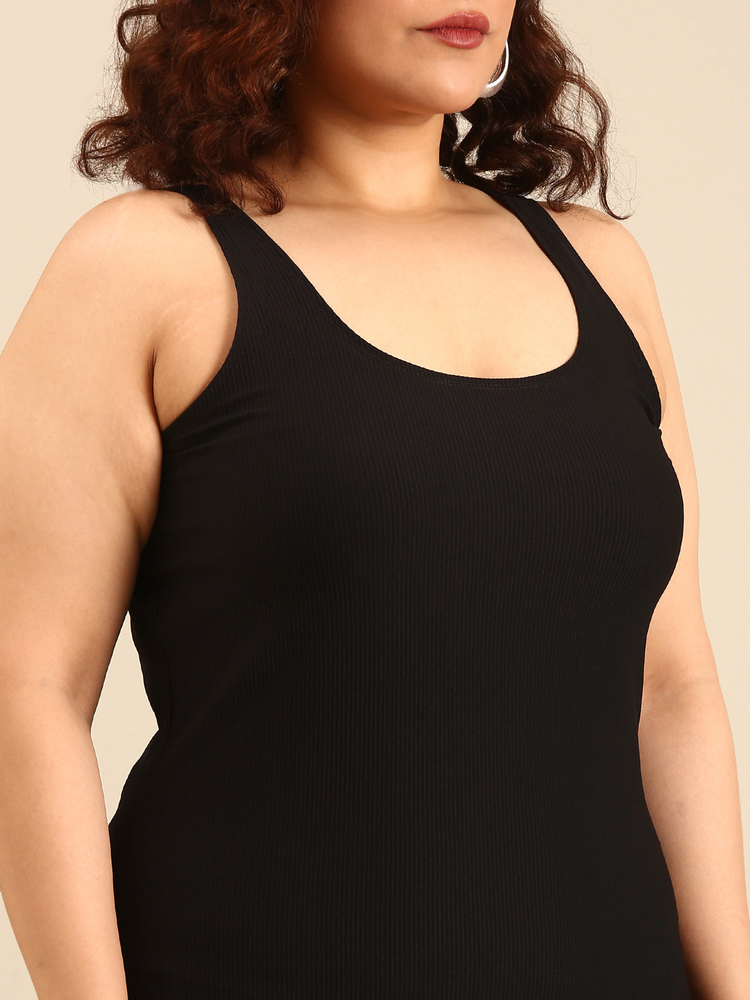 Women Black Ribbed Bodycon Dress