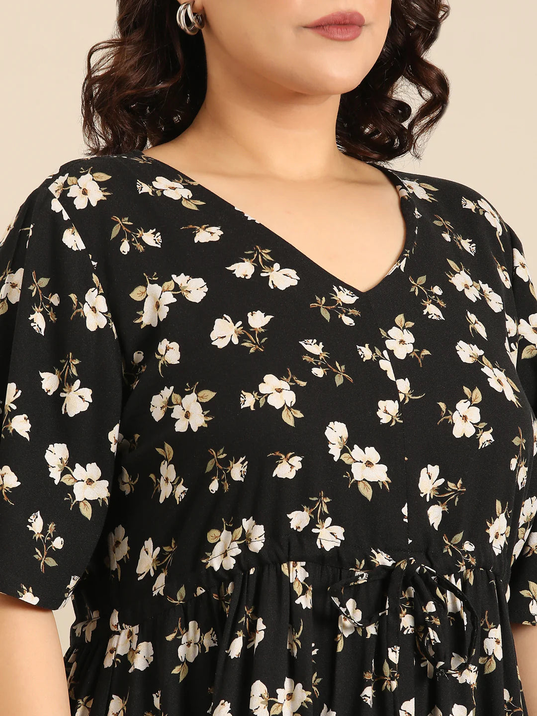 Women Black Floral Printed Dress