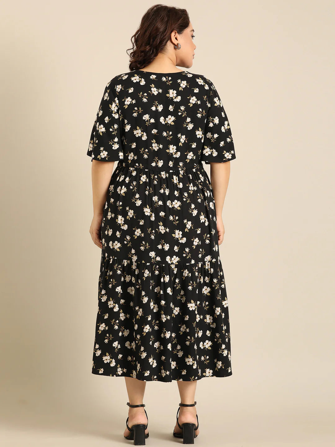 Women Black Floral Printed Dress