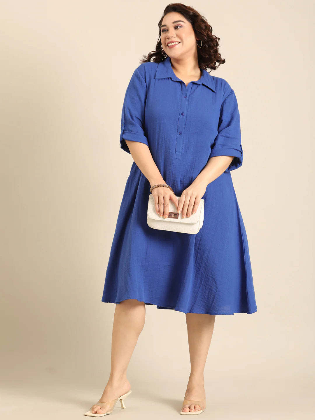 Women Blue Cobalt A-Line Dress