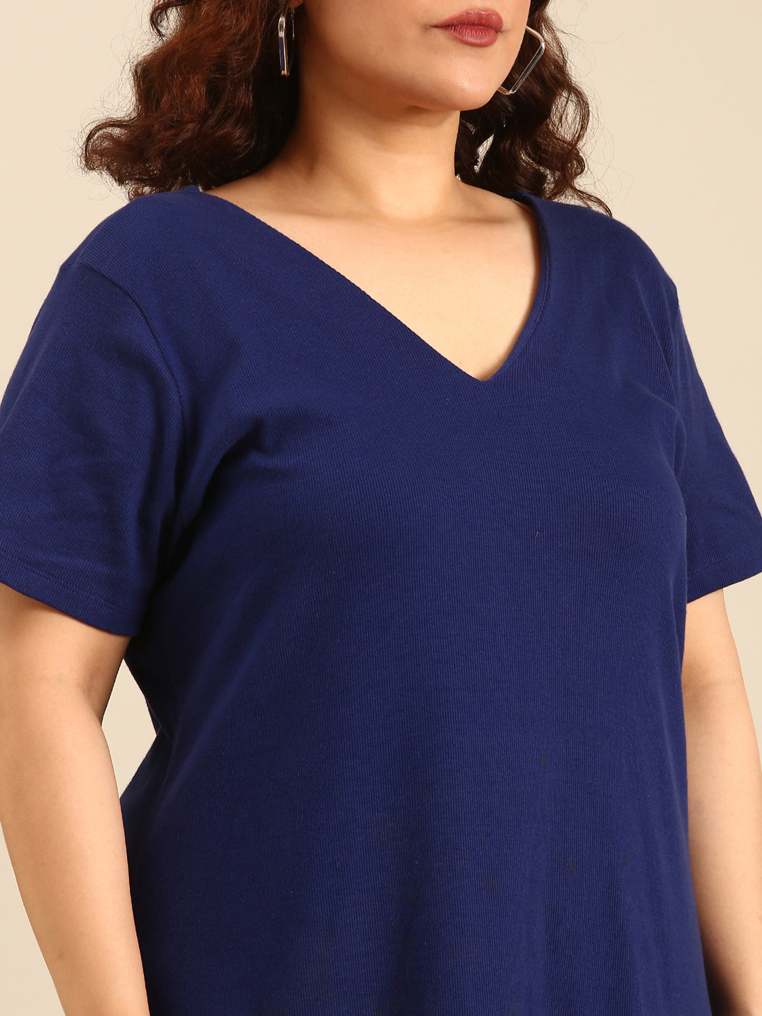 Women Cobalt Rib A-Line Dress