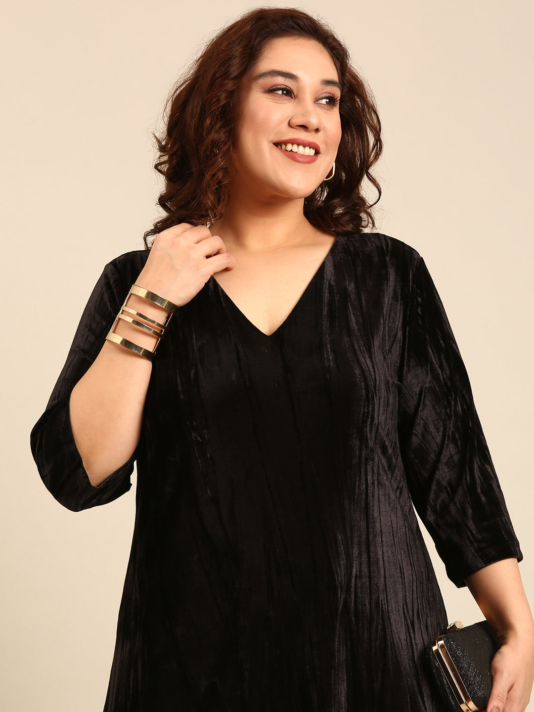 Women Black Velvet Maxi Dress