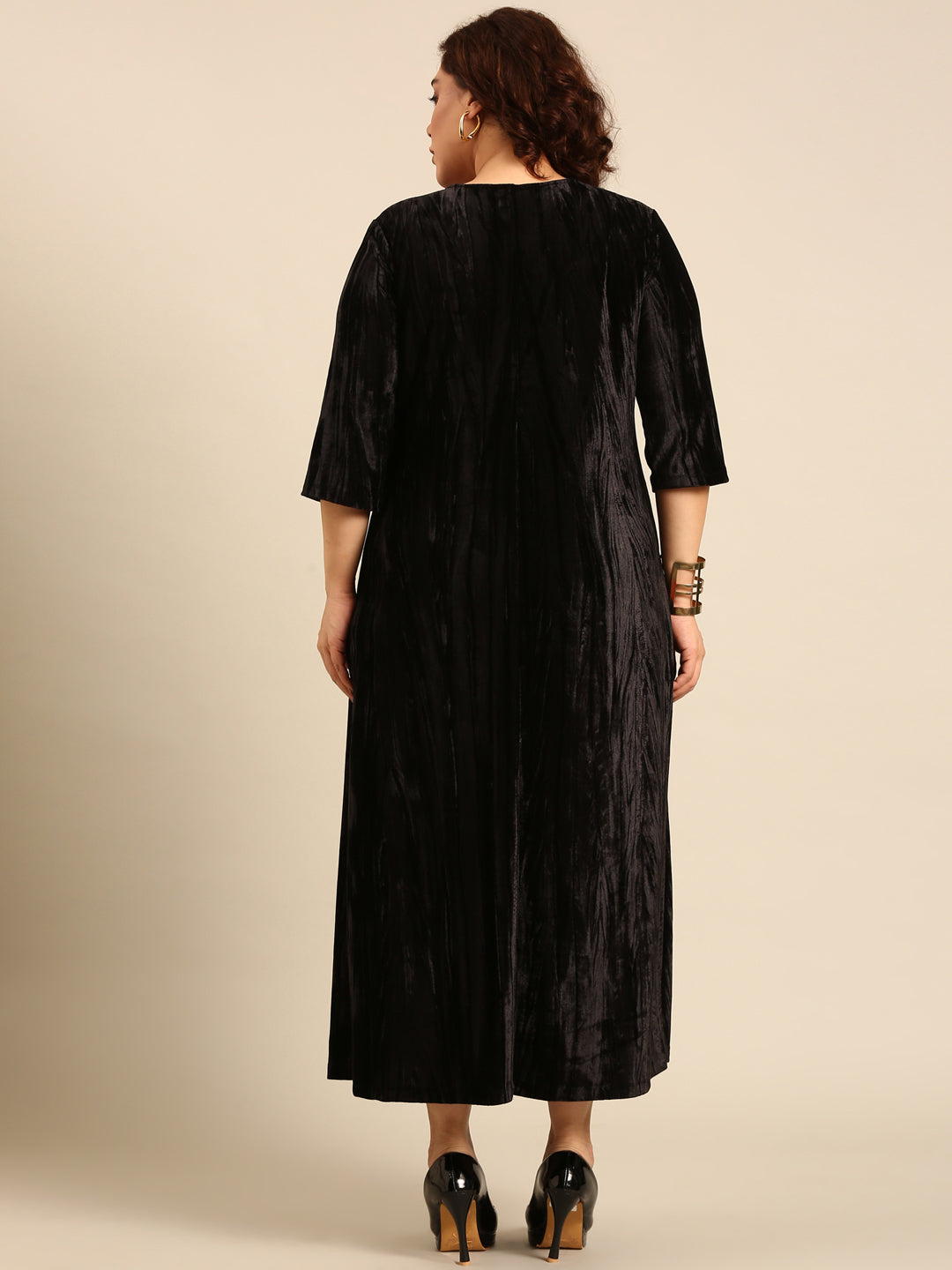 Women Black Velvet Maxi Dress