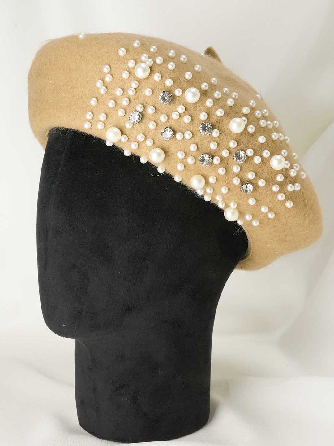 Beret with Pearls & Crystals