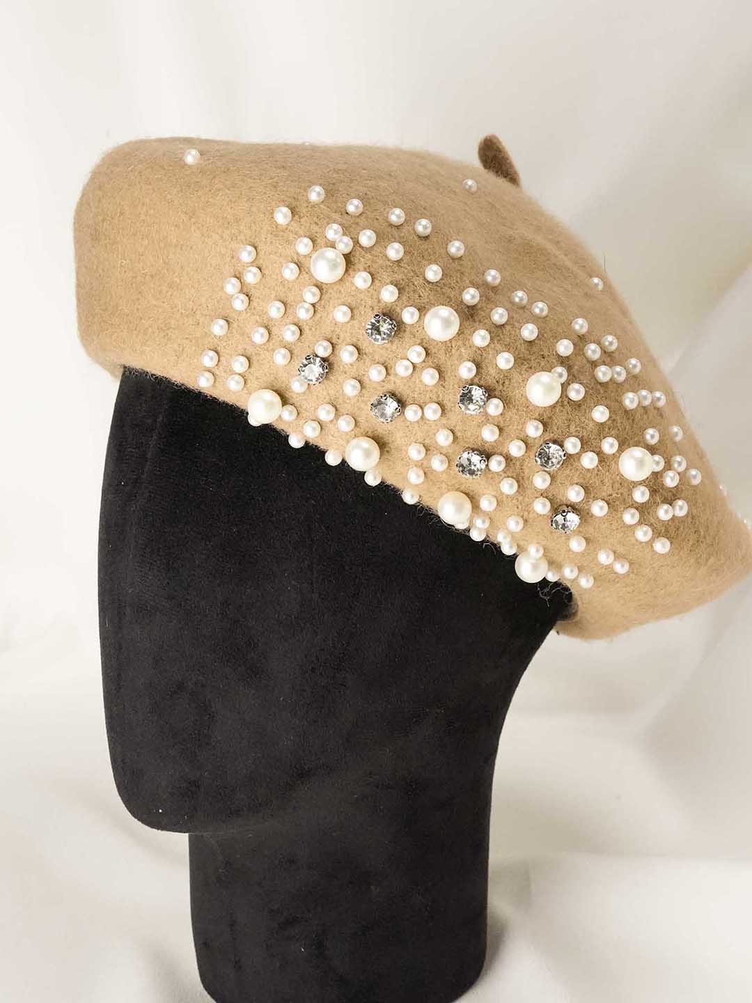 Beret with Pearls & Crystals
