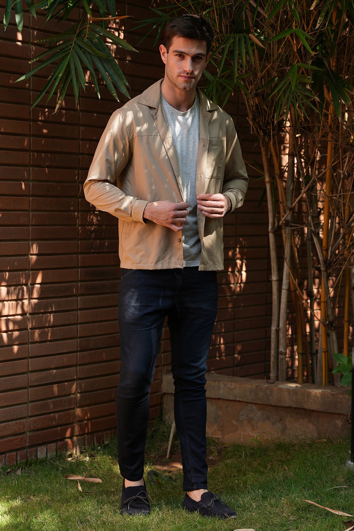 Men Archer Suede Jacket Khaki