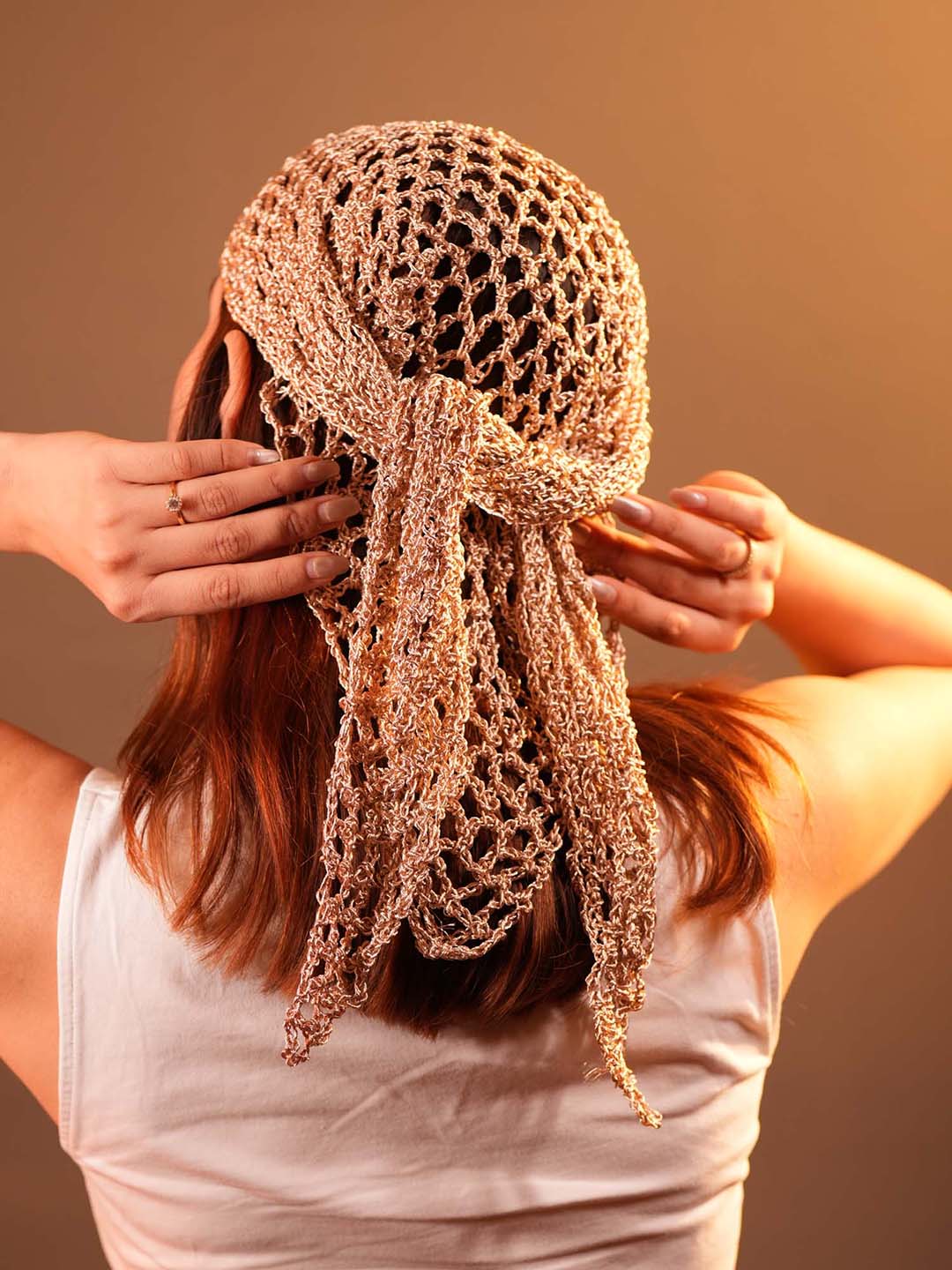 Gold Bohemian Crochet Headscarf