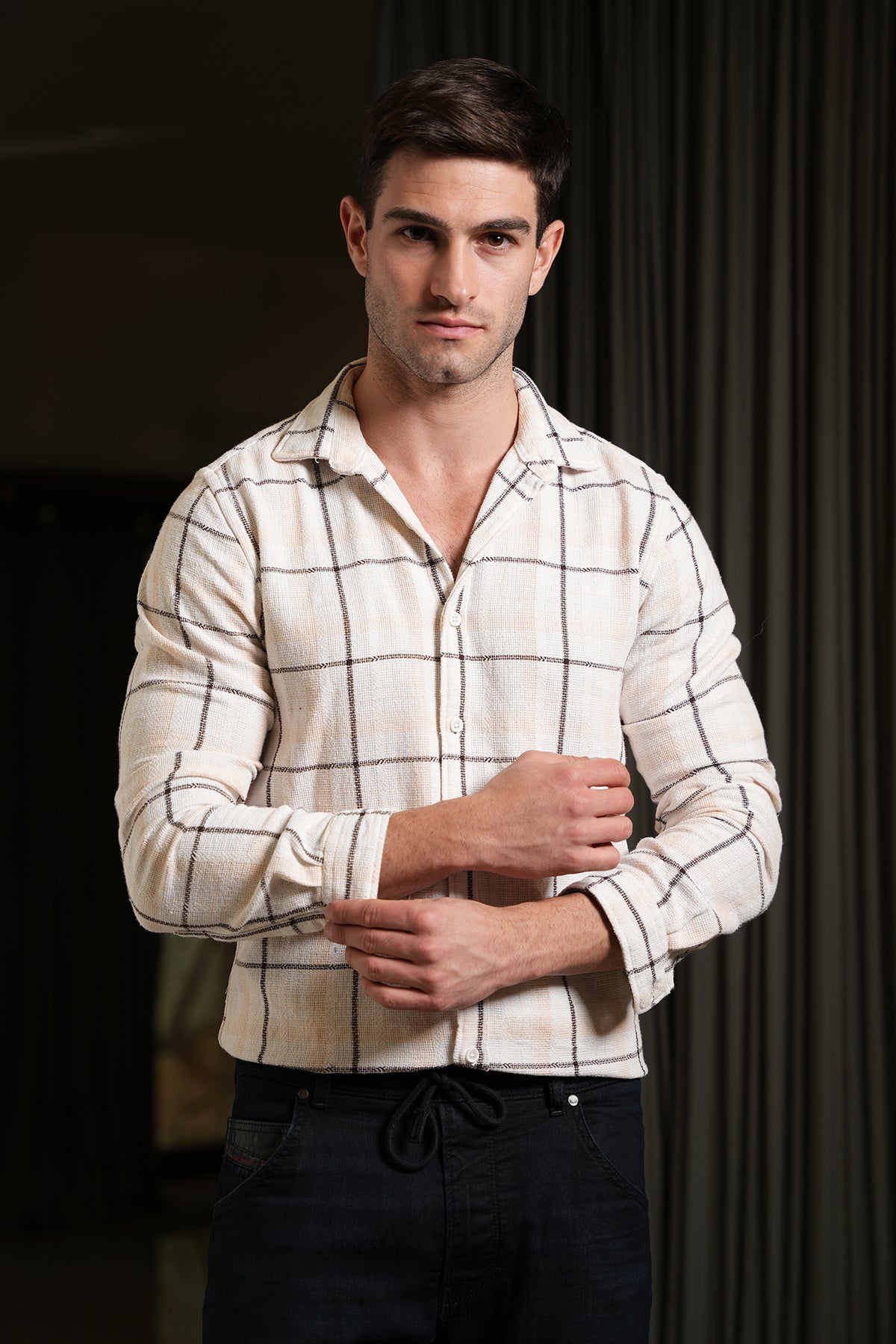 Men Textured Check Shirt