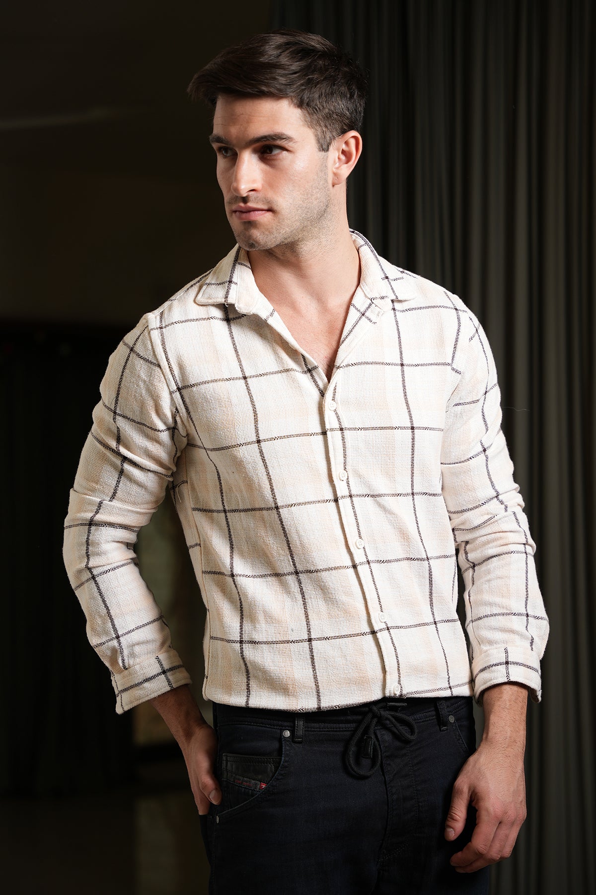 Men Textured Check Shirt