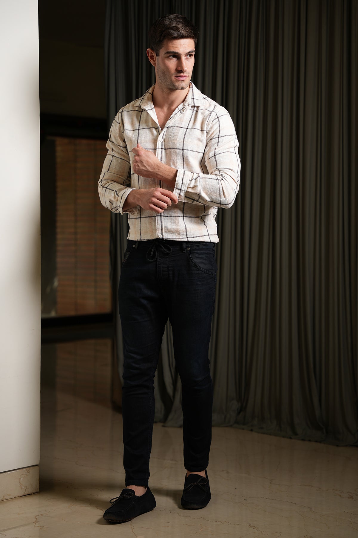 Men Textured Check Shirt