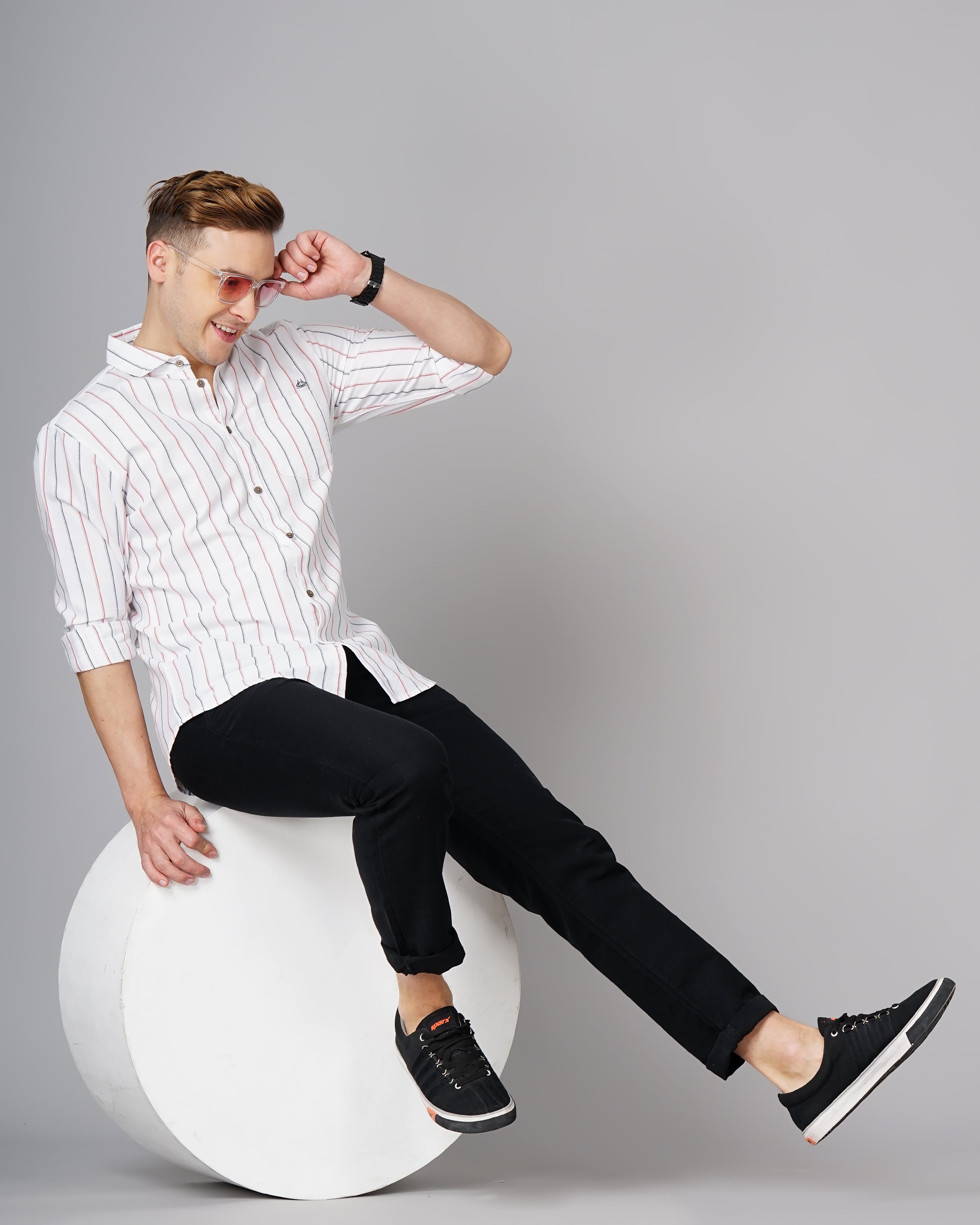 Men White Cotton Slim Shirt