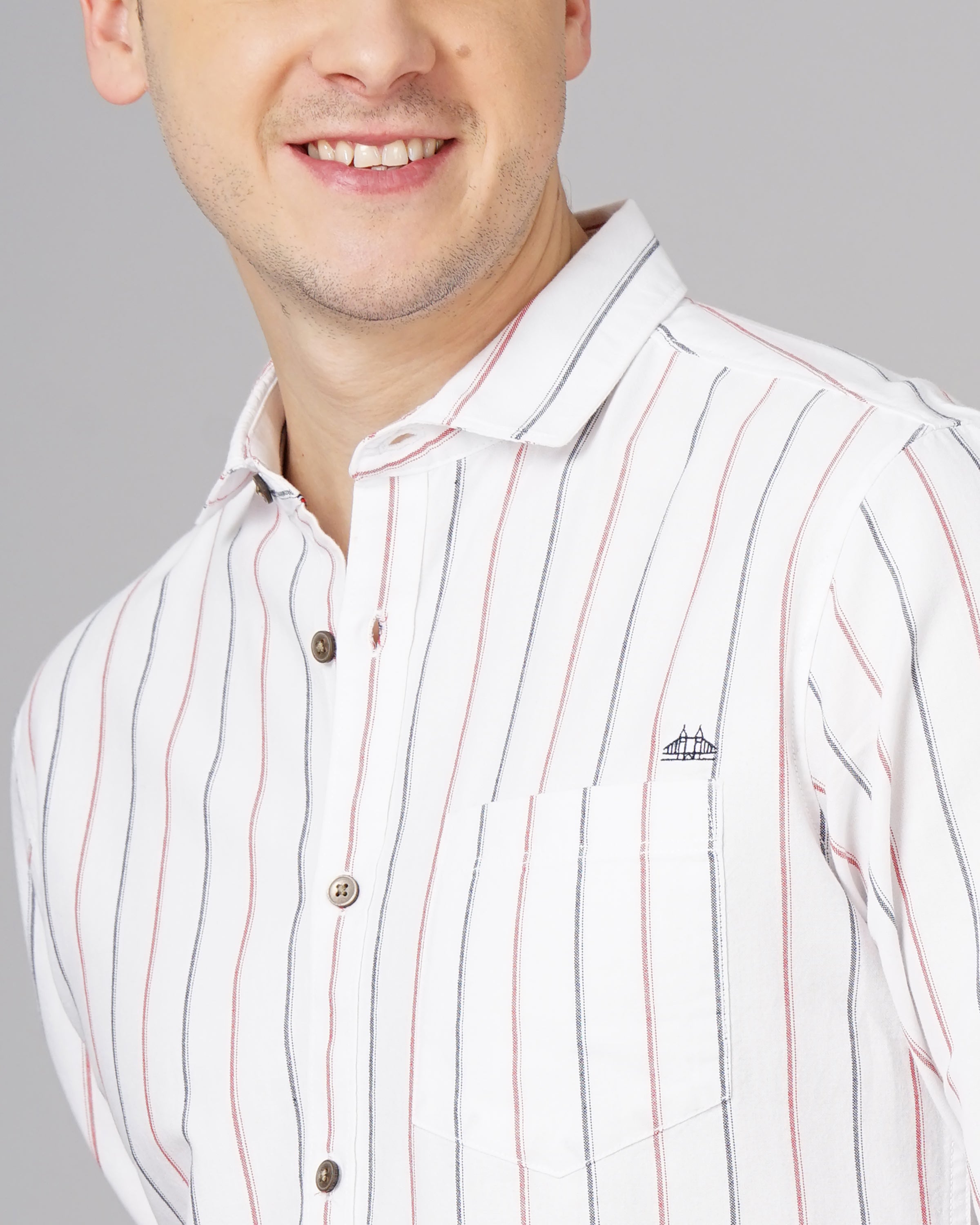 Men White Cotton Slim Shirt