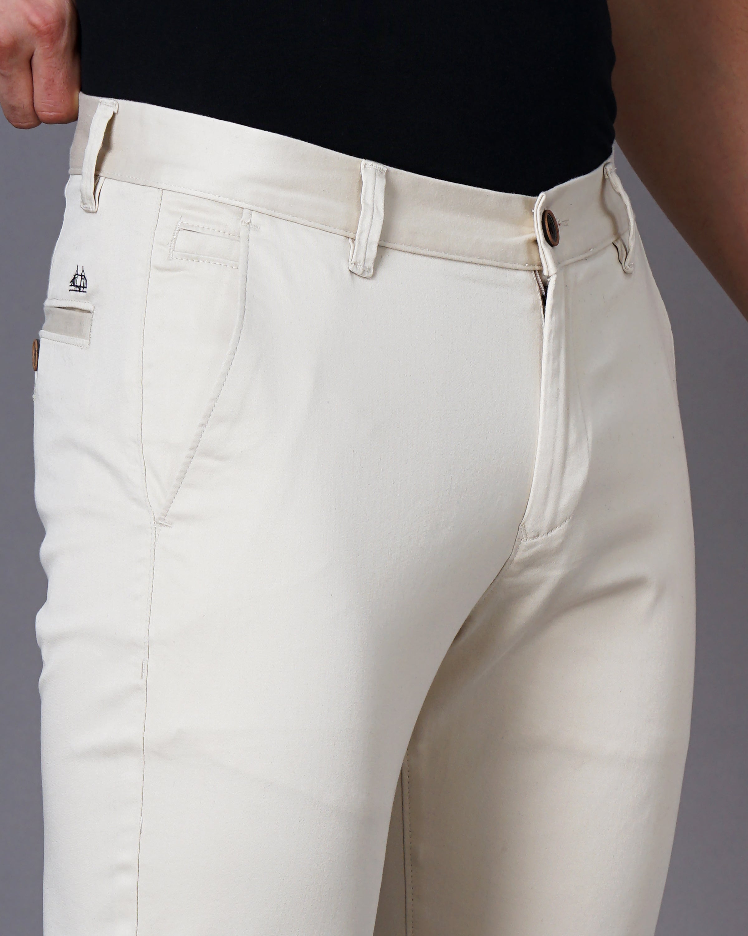 Men Cream Trousers