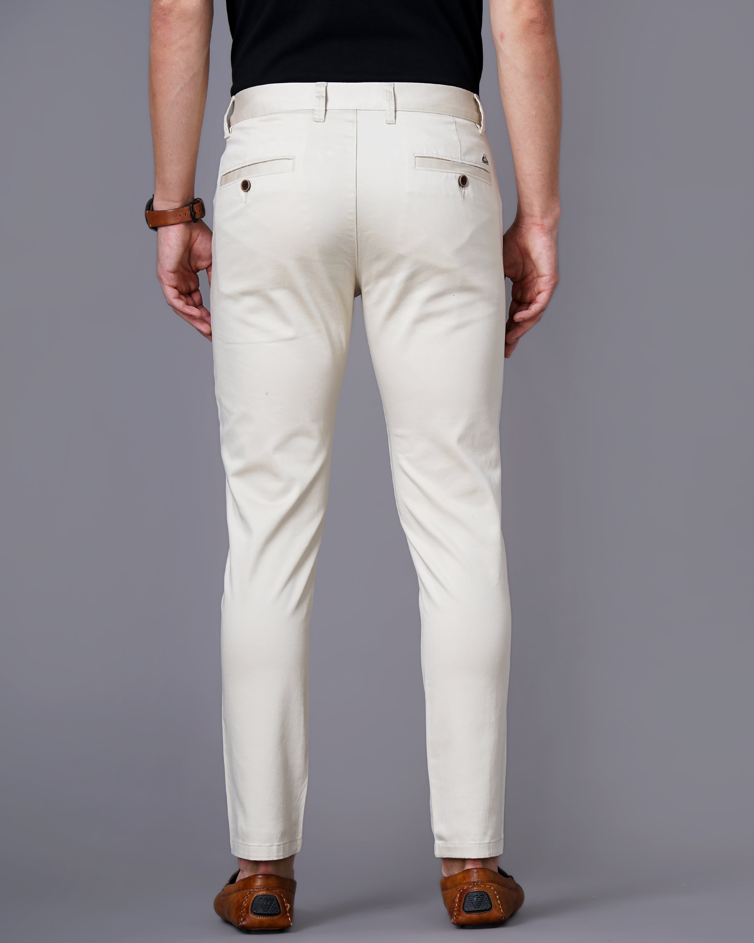 Men Cream Trousers