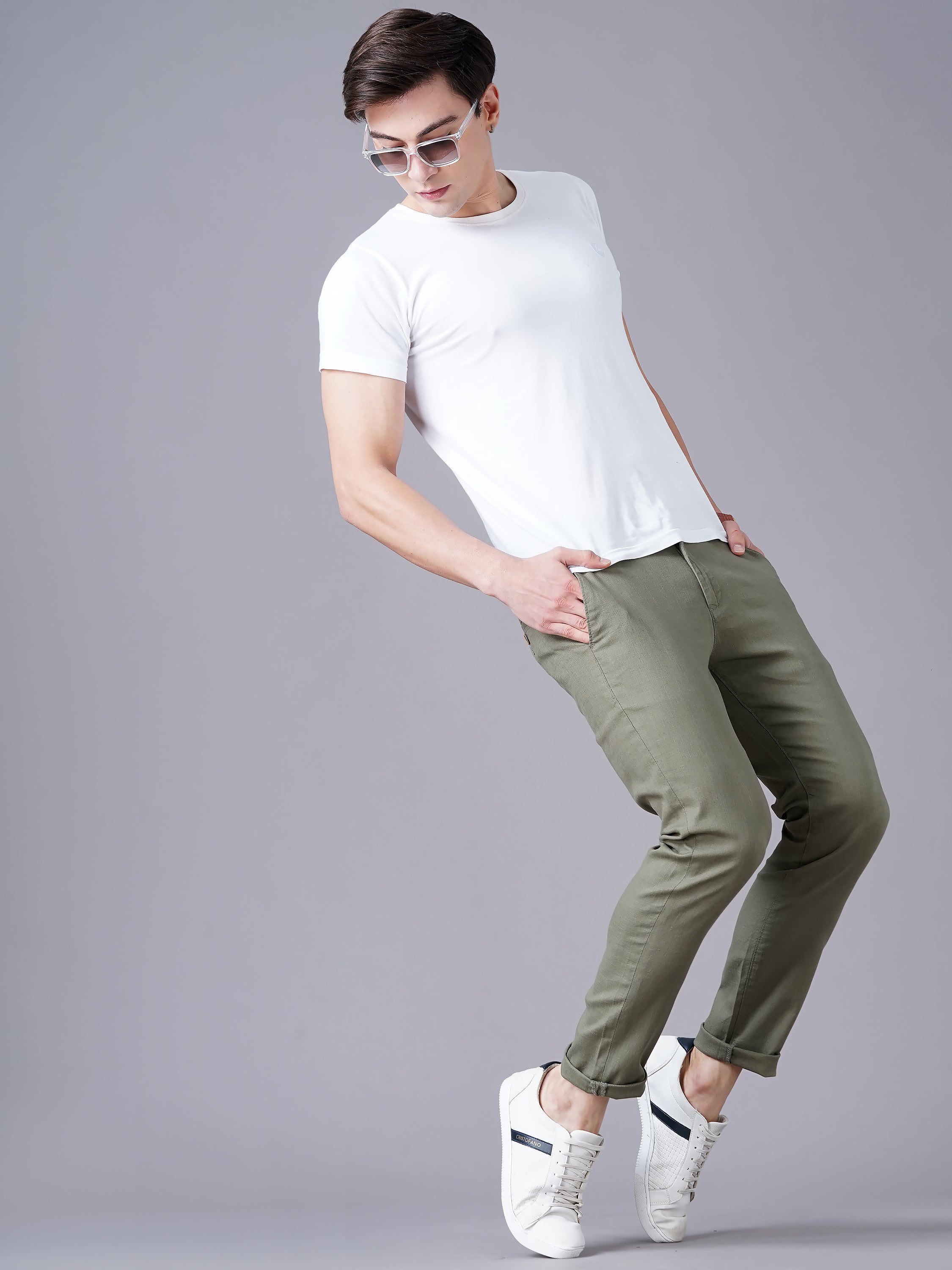 Men Olive Trousers