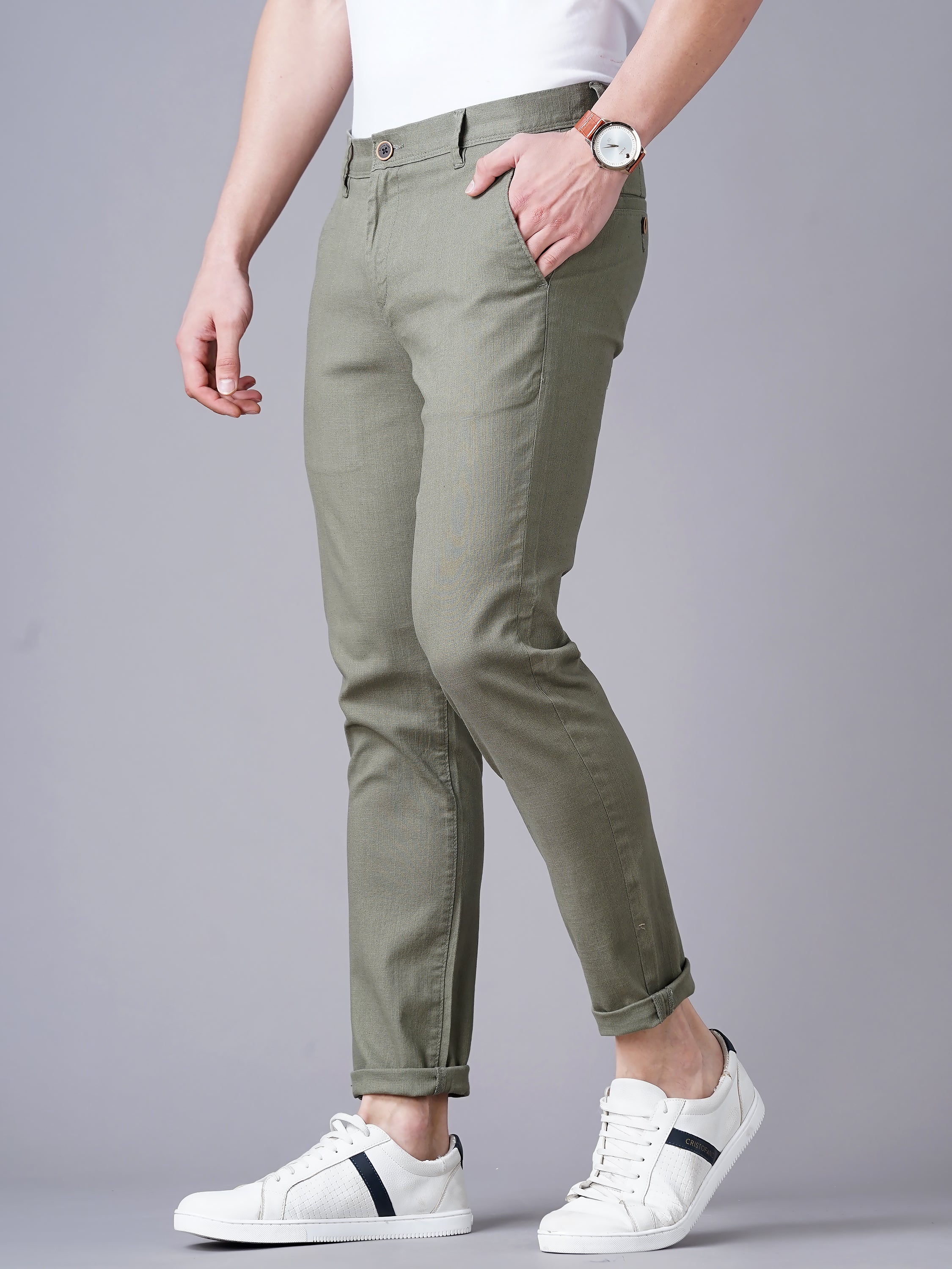 Men Olive Trousers