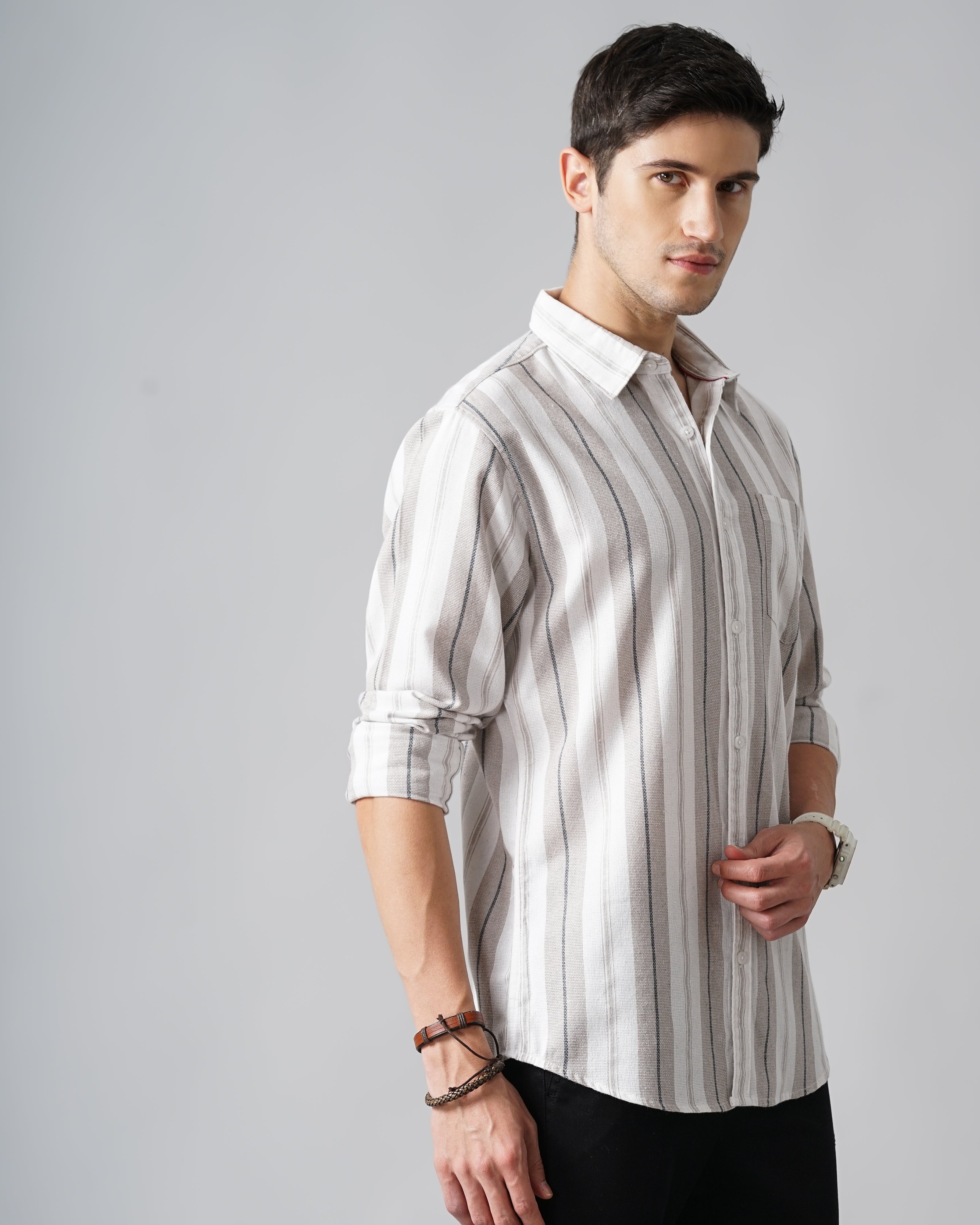 Men Grey Shirt With Patch Pocket