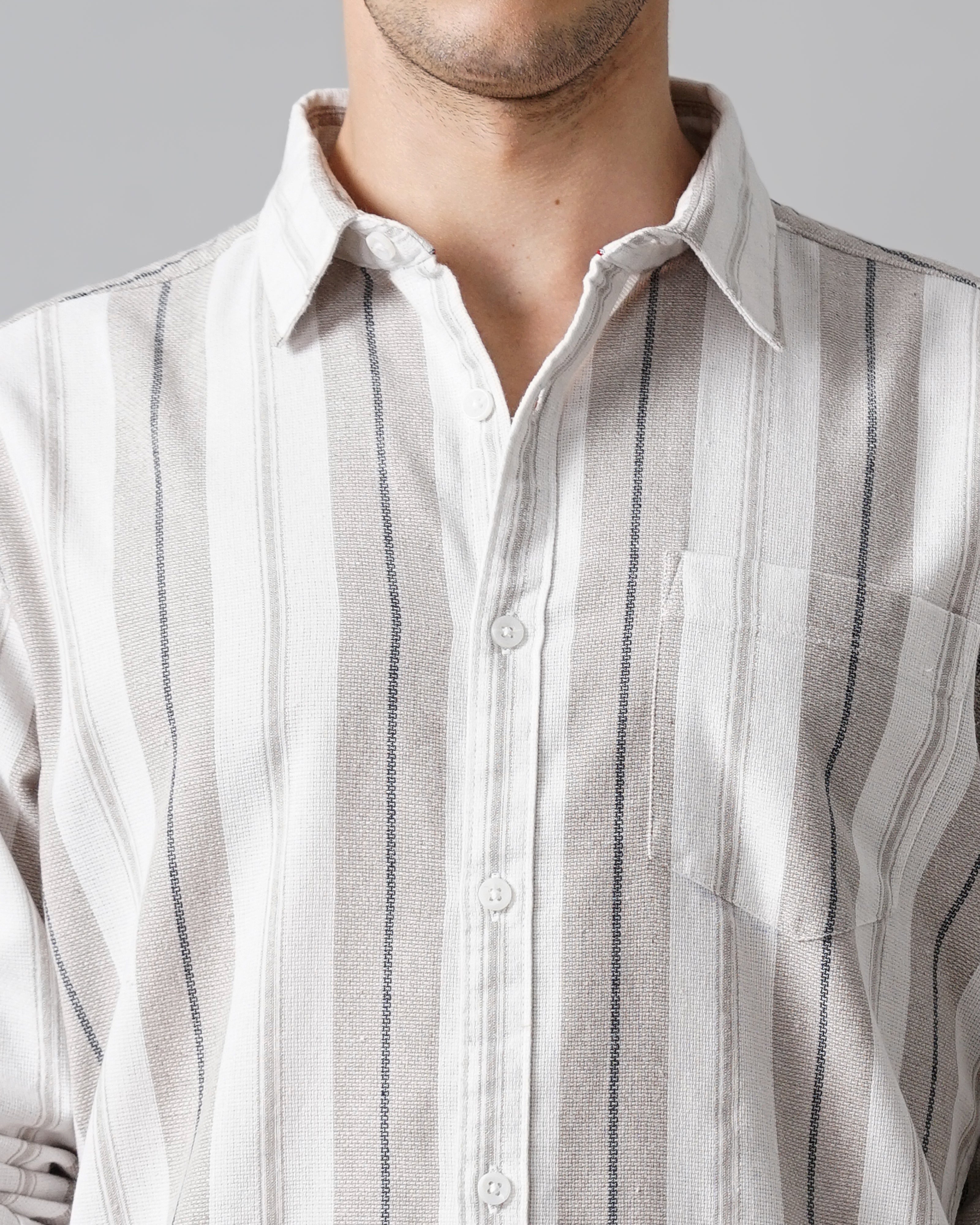Men Grey Shirt With Patch Pocket
