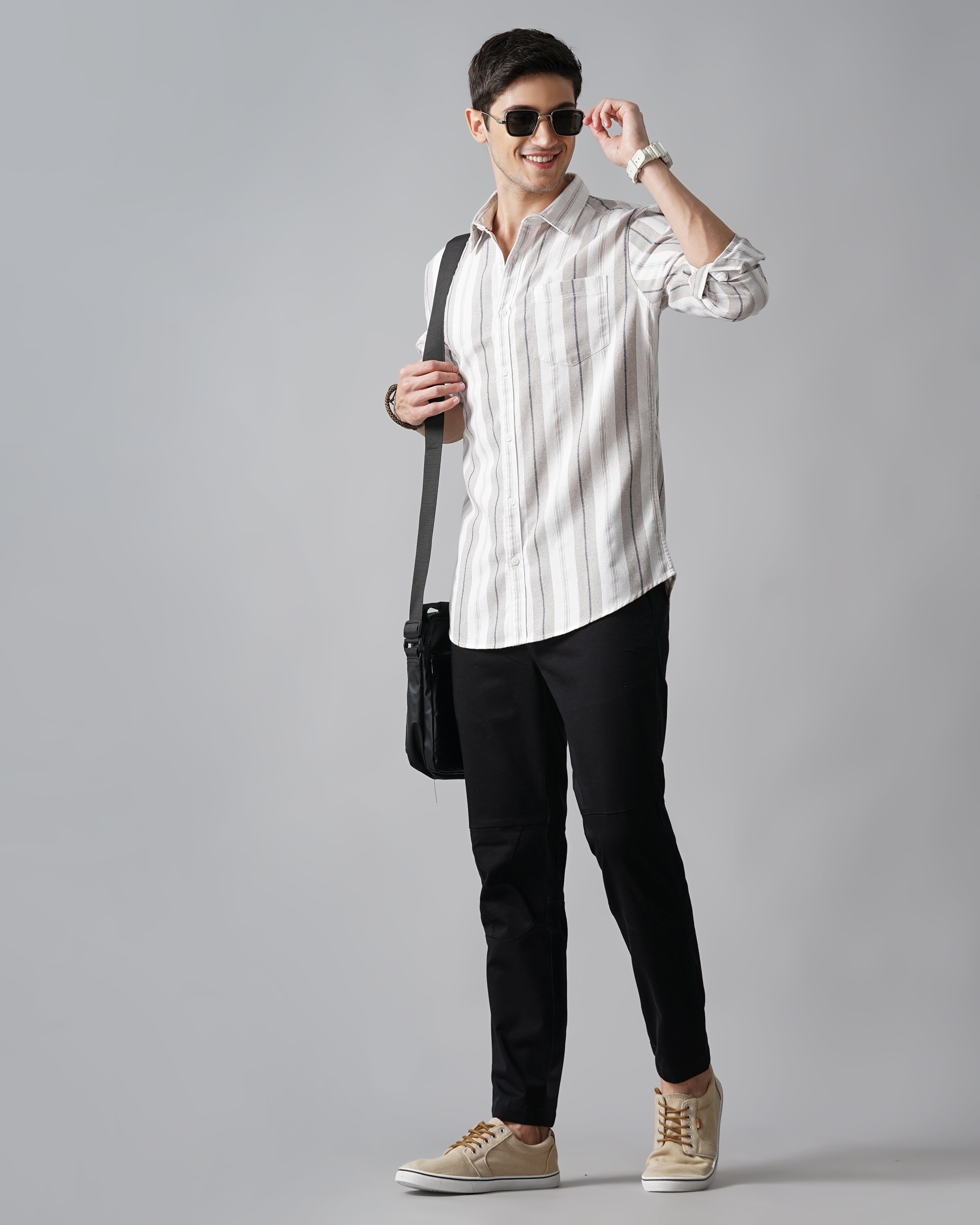 Men Grey Shirt With Patch Pocket