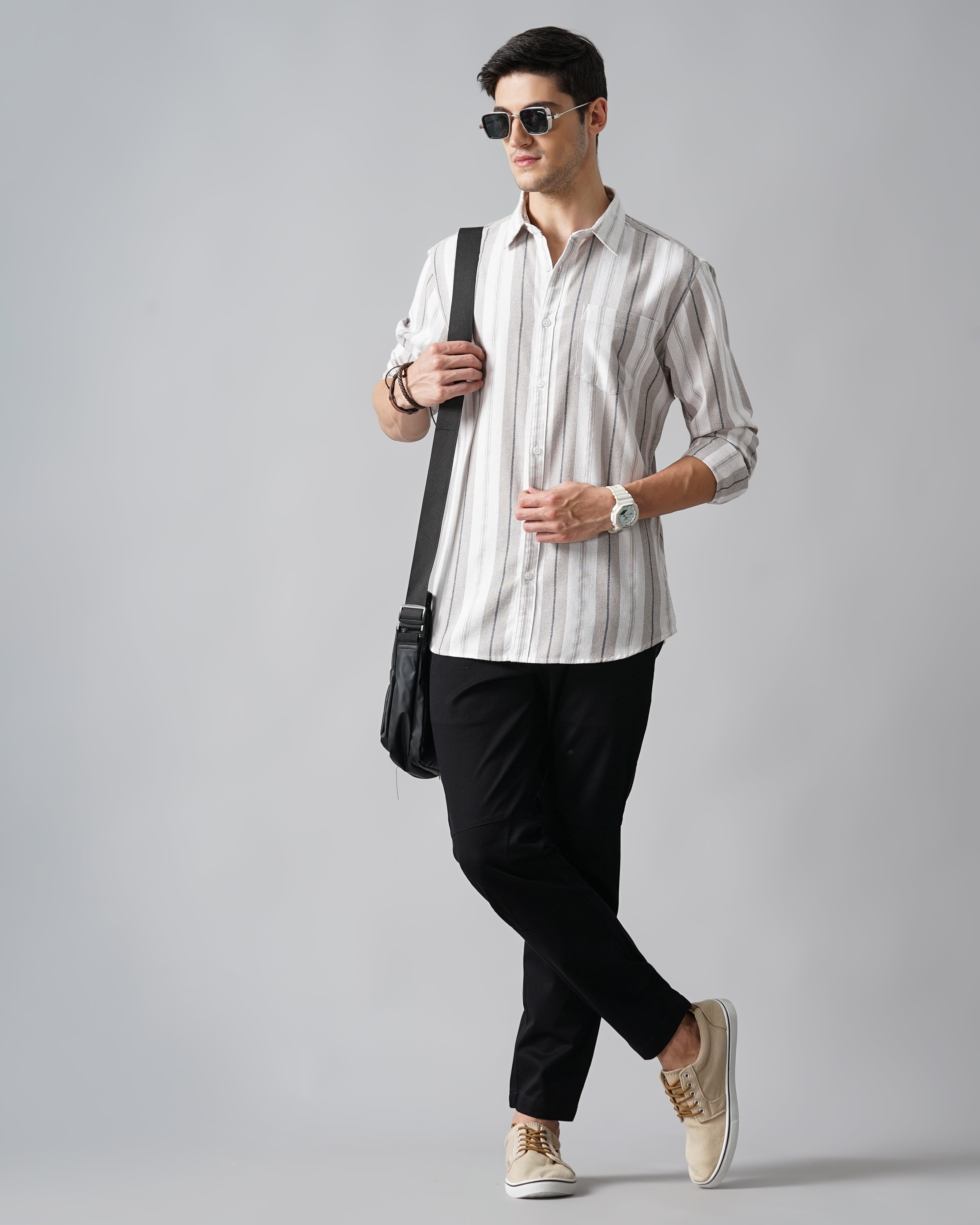 Men Grey Shirt With Patch Pocket