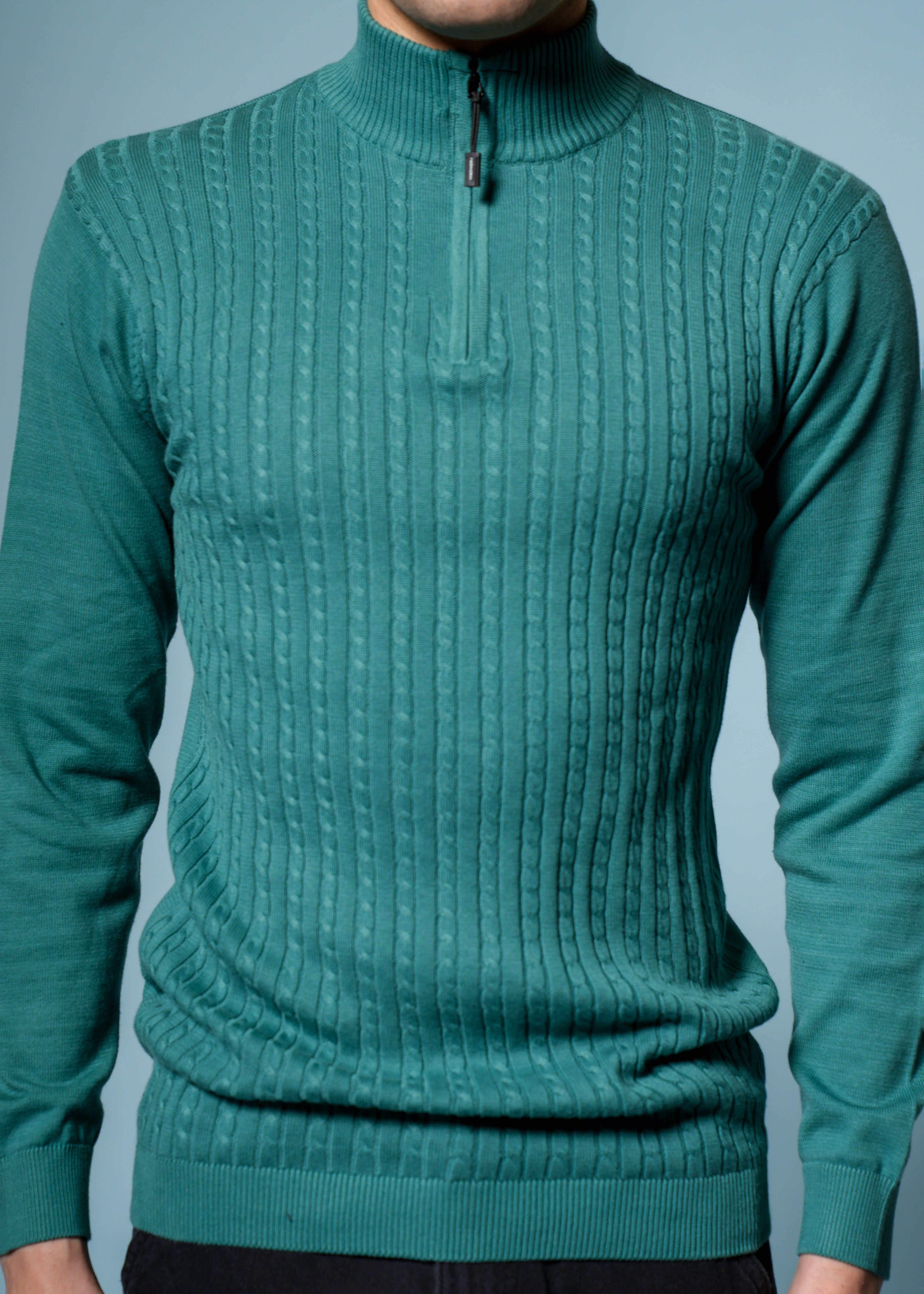 Men Green Cotton Sweatshirt