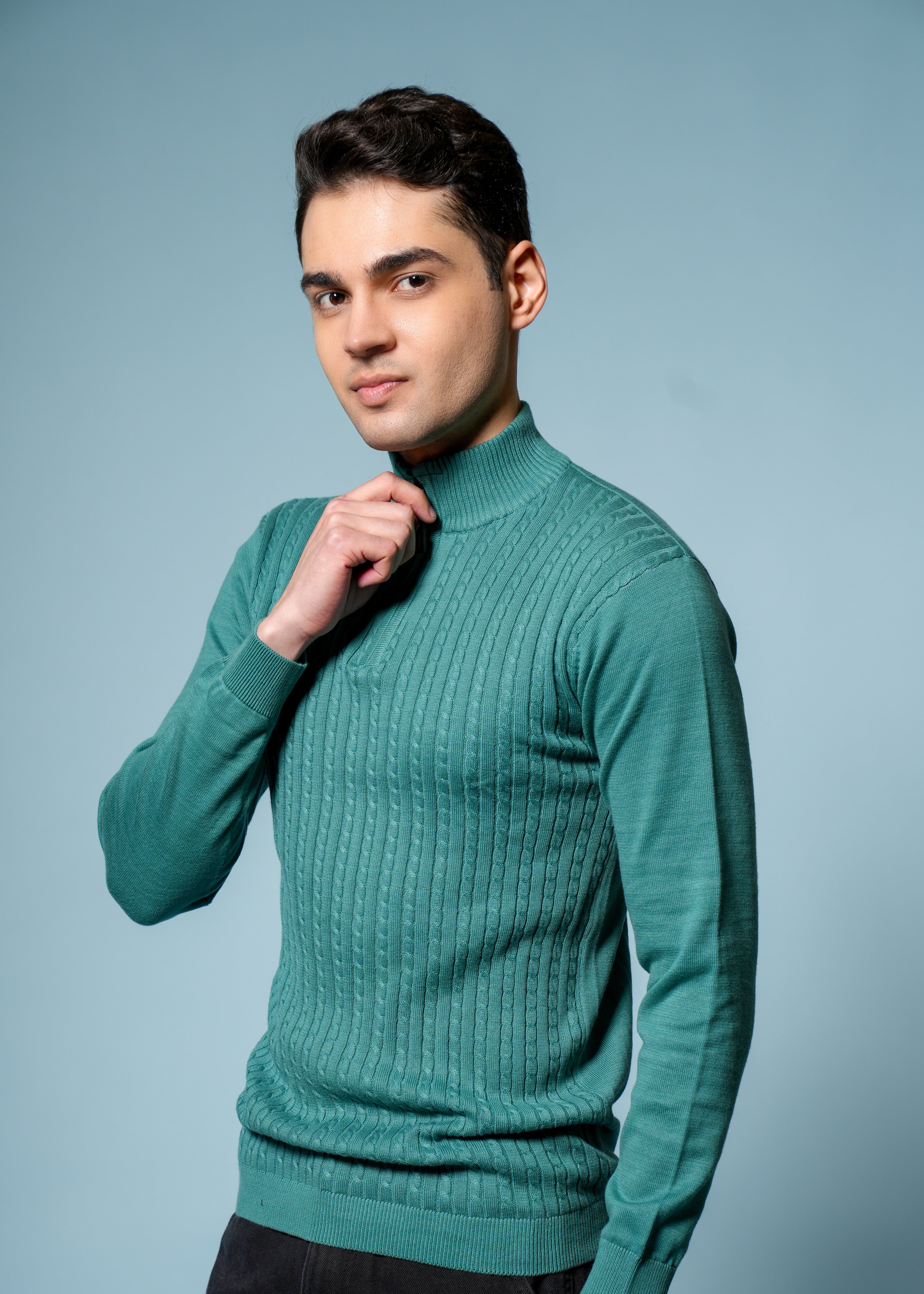 Men Green Cotton Sweatshirt